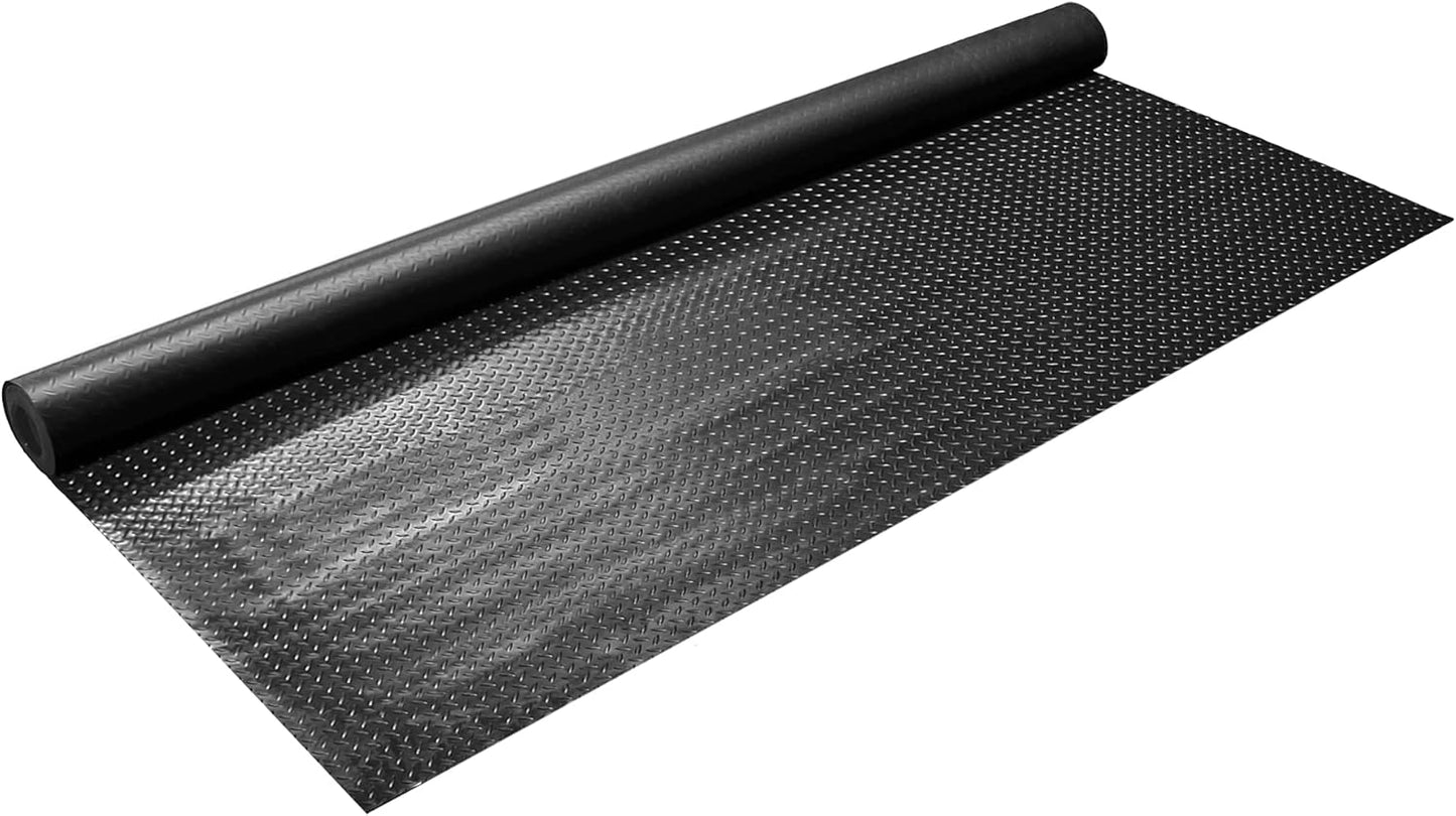 IncStores 2.5mm Thick Commercial-Grade Nitro Roll Garage Floor Mat | Flexible Vinyl Floor Mat for a Stronger and Safer Garage, Workshop, or Trailer | Diamond-Plate, Midnight Black, 10' x 140'