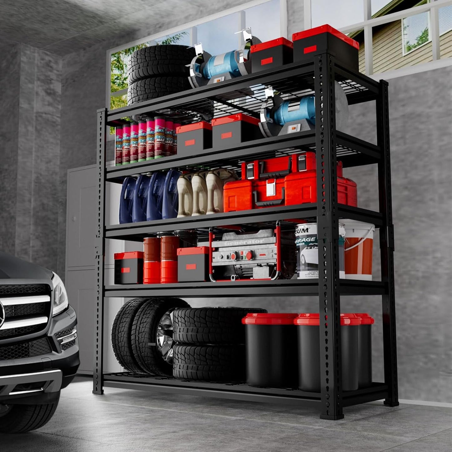 Storage Shelves 2PCS, Garage Shelving Heavy Duty 2400LBS Capacity, 36"L x 16"W x 72"H Adjustable Metal Shelving Organizer Wire Rack, 5 Tier Utility Shelf Unit for Pantry Closet Warehouse Organization