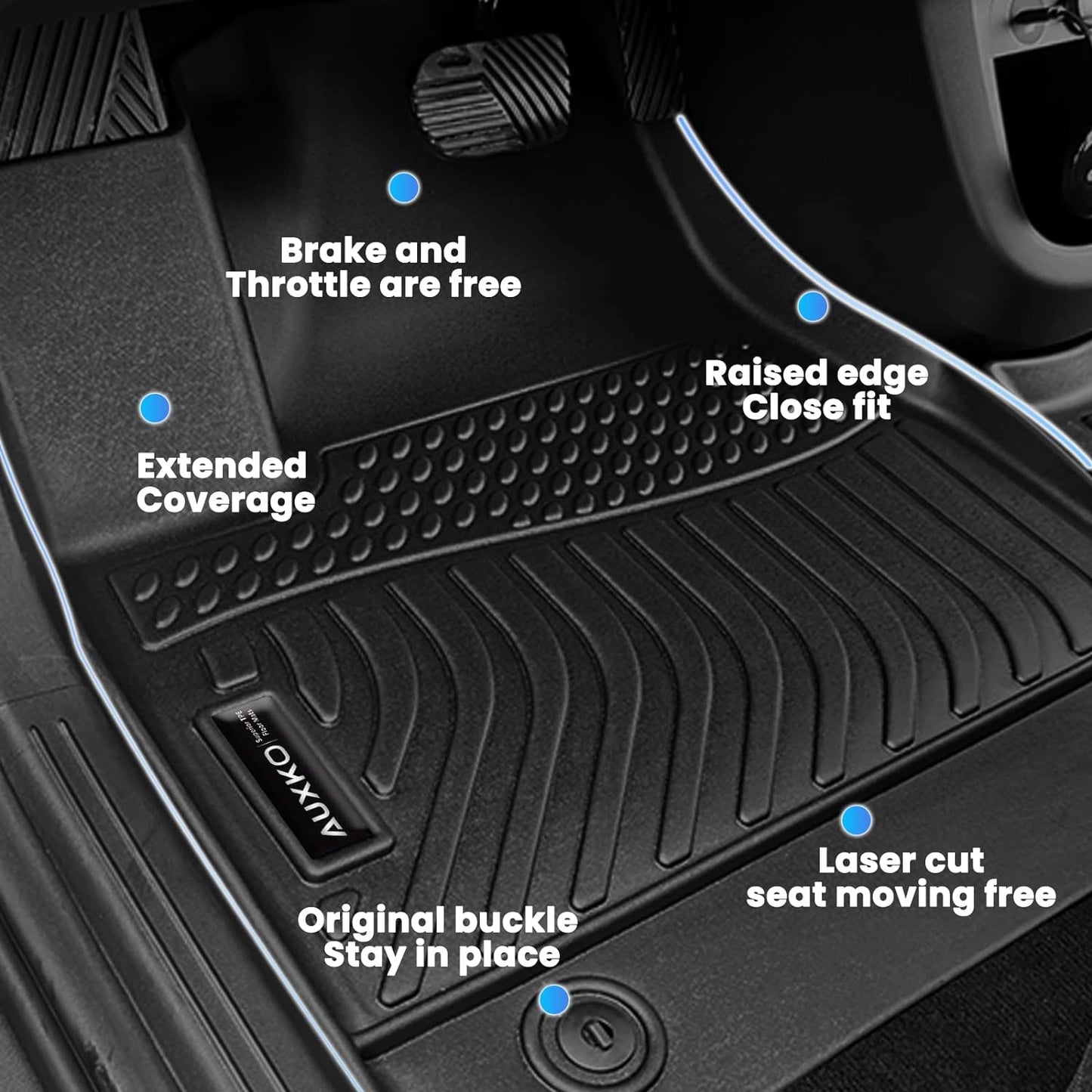 Auxko All Weather Floor Mats Cargo Mat with Backrest Mat for Honda Passport 2026 TPE Liners All Season Accessories Guard Odorless Anti-Slip Floor Liners Trunk Tray with Back Seat Protectors