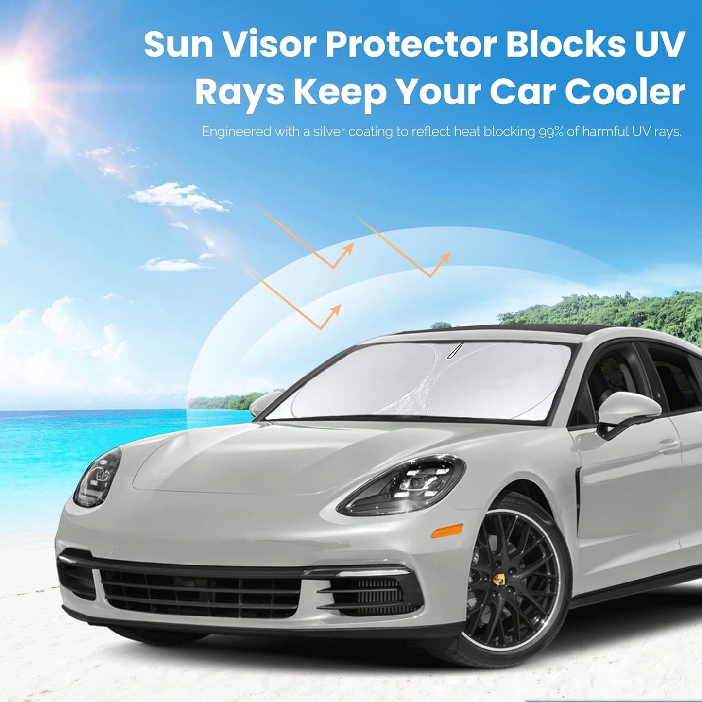 Sunshade for 2017-2023 2024 2025 Porsche Panamera Accessories Front Window Sun Shades Shield Cover for Windshield Foldable 210T Sun Visor