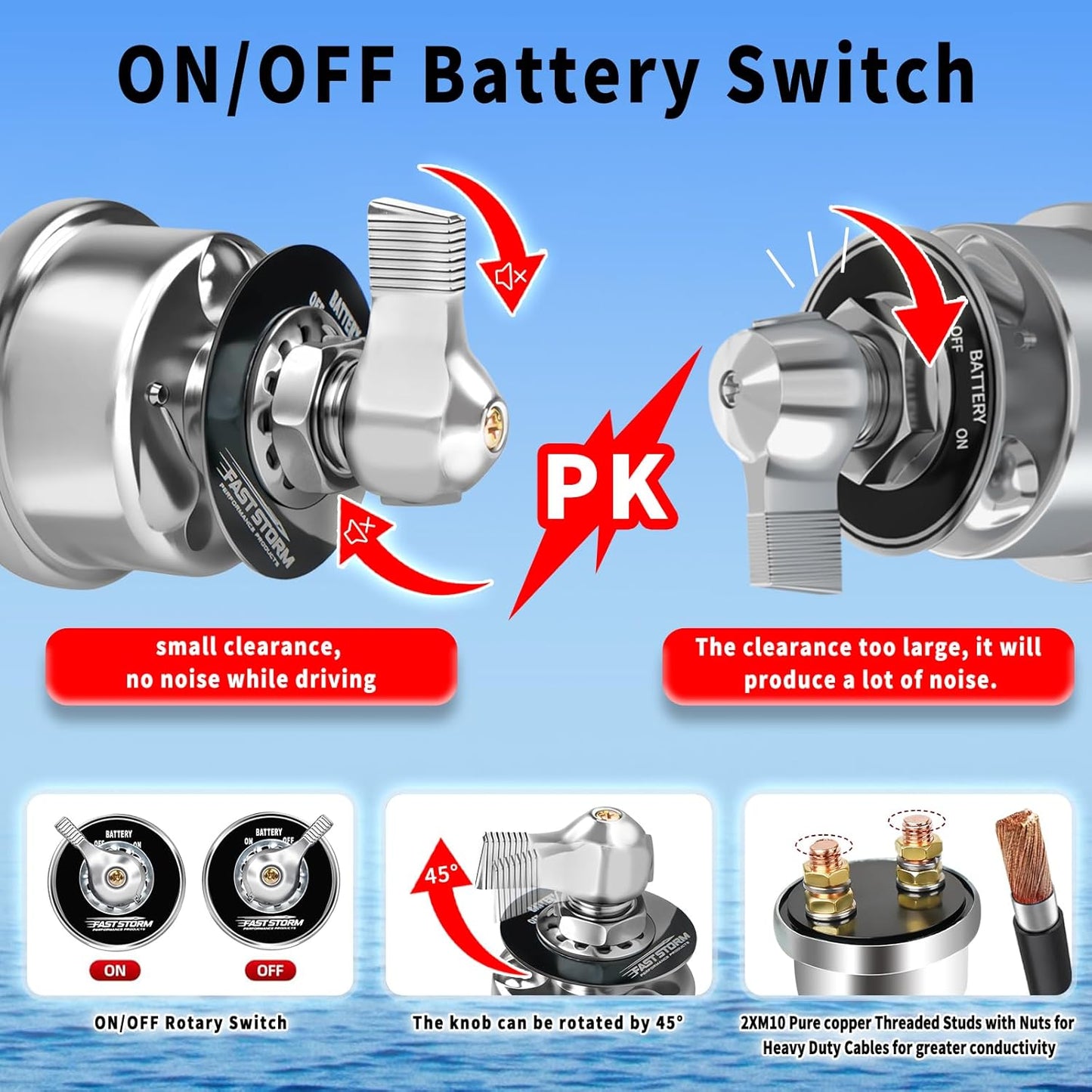 200A 12-48V High Current Master Battery Disconnect Switch Battery Power Cut Off Isolator Killer Switch with Face Plate for Car Vehicle RV Truck Boat Marine ATV