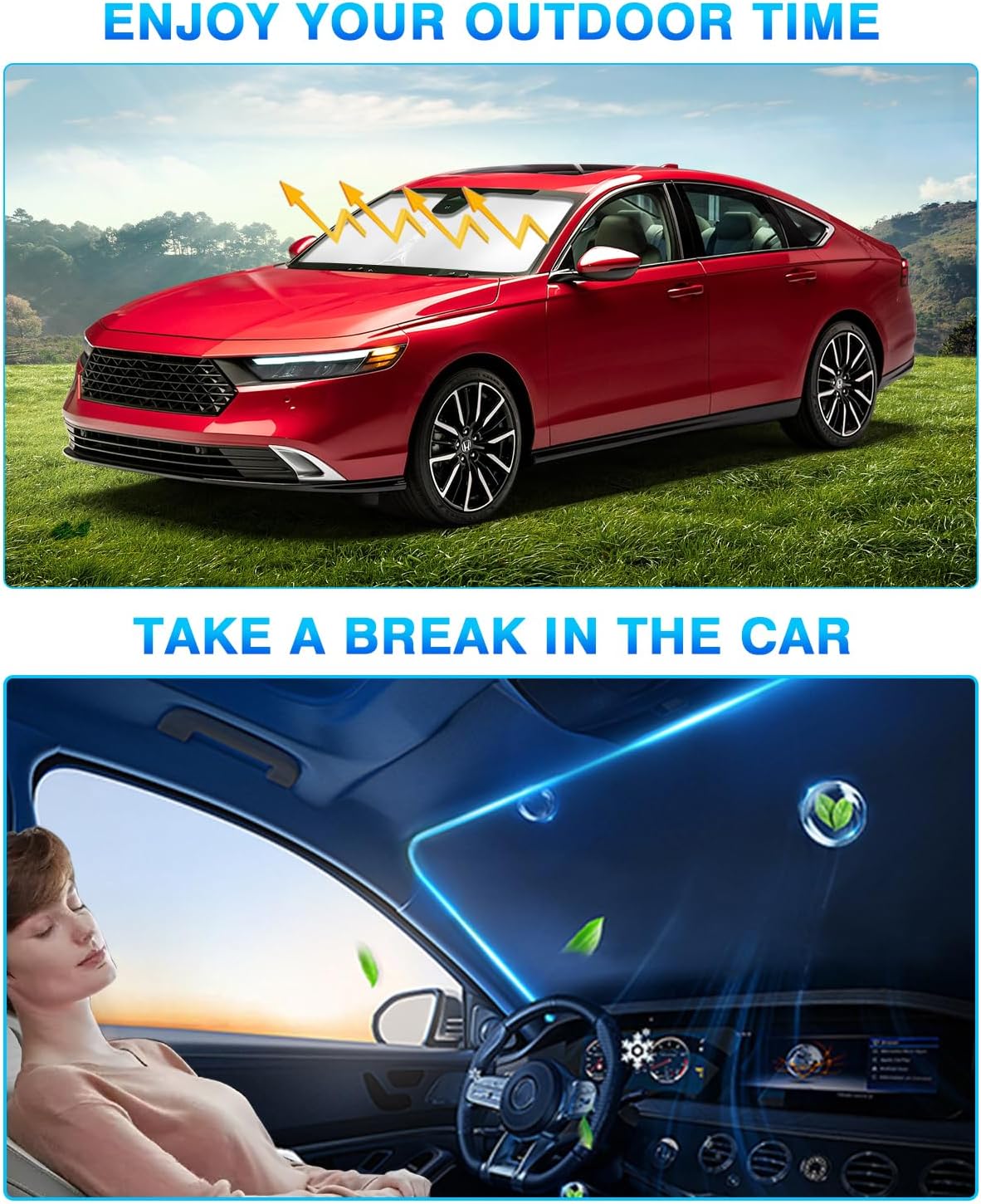 KUST Windshield Sun Shade for Honda Accord 2023 2024 2025 2026 Window Sunshade Sun Visor Protector Foldable Blocks UV Rays Keep Your Car Cooler