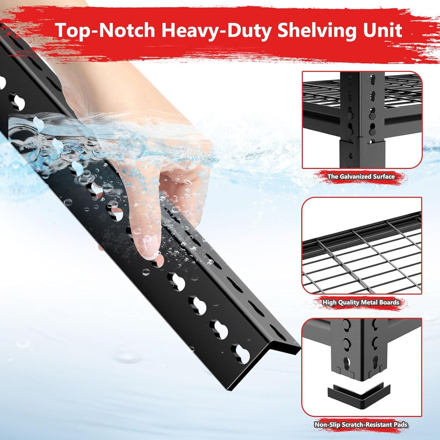 Storage Shelves 4PCS, Garage Shelving Heavy Duty 1920LBS Capacity, 36"L x 16"W x 60"H Adjustable Metal Shelving Organizer Wire Rack, 4 Tier Utility Shelf Unit for Pantry Closet Warehouse Organization