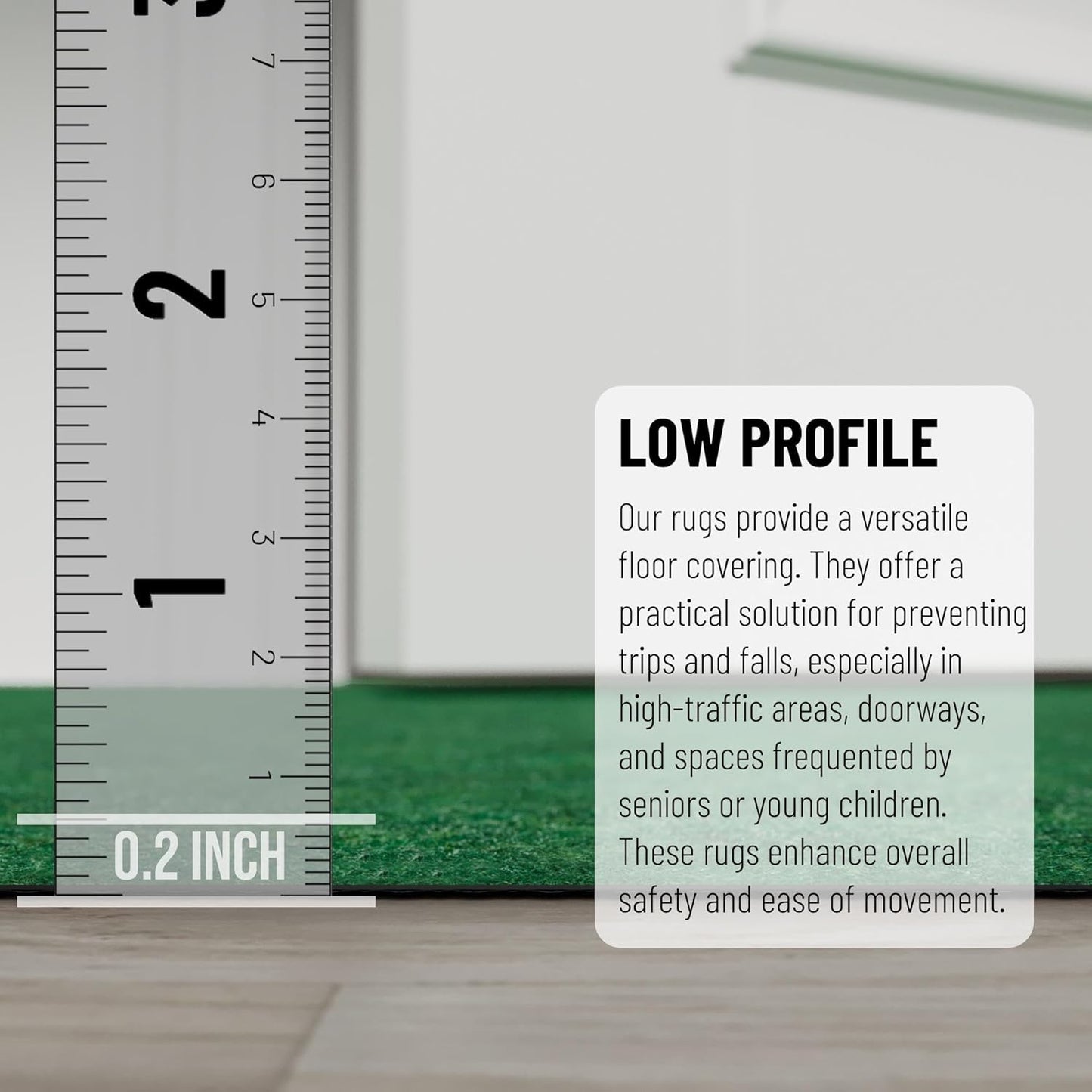 Ottomanson 2' x 16' Hallway Runner with Scraper Pile Extra Durable Non-Slip Rug Mat for Indoor & Outdoor Use - Ideal for Kitchen, Entryway, Patio & Garage - High-Traffic Carpet, Green