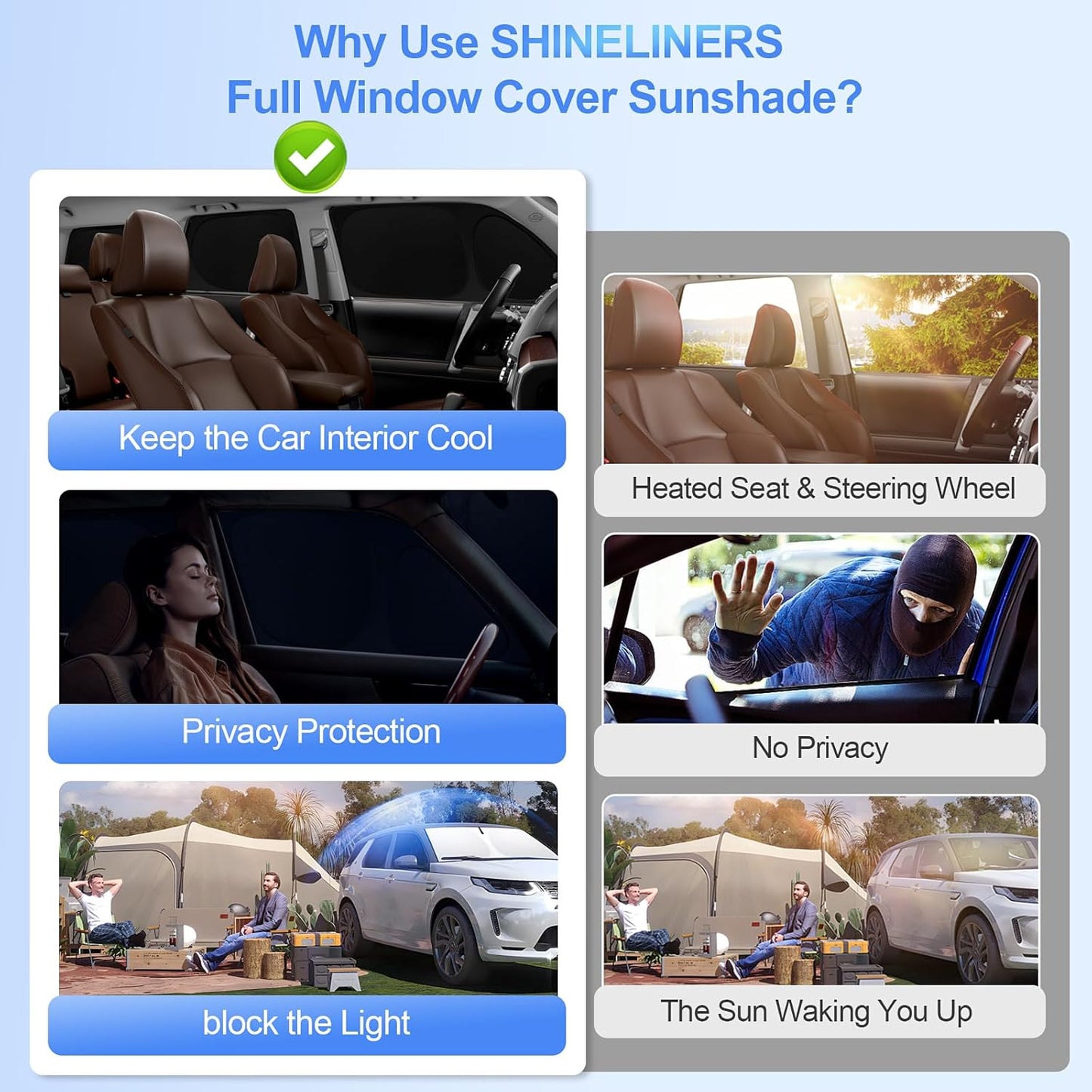 8pcs Car Window Shades for Volkswagen VW Atlas 2018-2025 Accessories,Windshield Side Rear Full Sunshade,Sun Visor UV Blocking, Privacy Protection and Blackout for Camping Outdoor