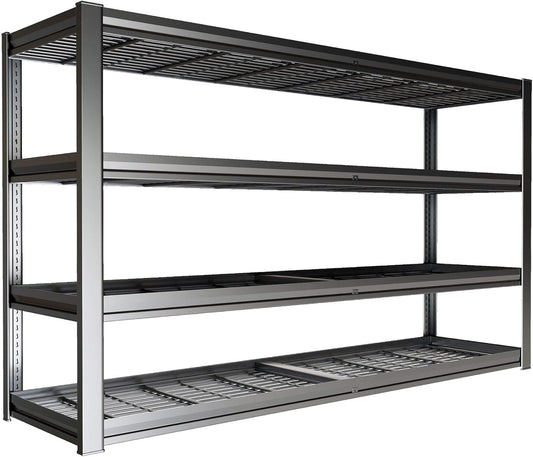 68" W Garage Shelving Unit, 68" W x 24" D x 68" H, Heavy Duty Garage Storage Shelves, 4 Tier Storage Rack Shelf, Industrial Adjustable Shelves for Basement Warehouse
