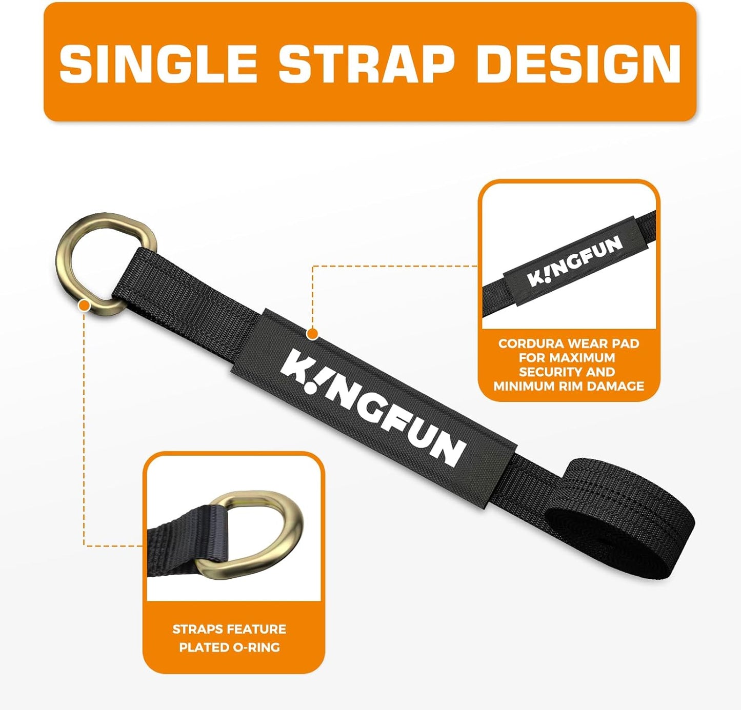 Kingfun Car Tie Down Straps for Trailers 4 Pack– Heavy Duty 2" x 120" Trailer Tire Straps with 3333 lbs Safe Working Load, Over The Wheel Strap for Car Hauler, Truck, UTV, and Utility Trailers