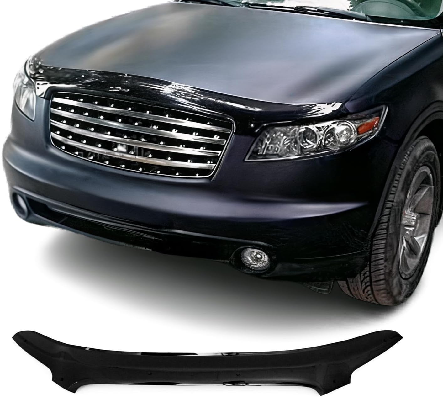 OMAC Front Bug Shield Hood Deflector Guard for Infiniti FX35 2003-2008 Black Smoke