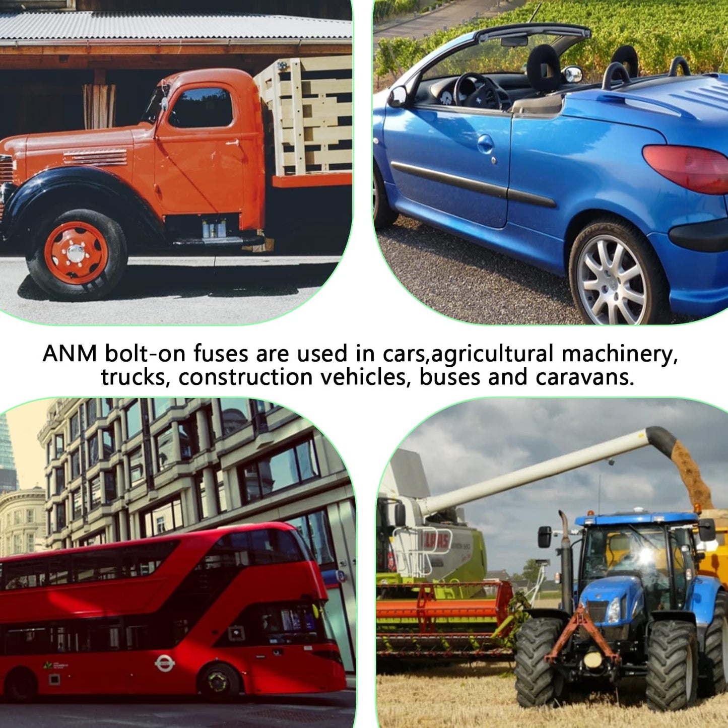 250A MEGA High Current Fuse - 250 Amp Bolt-on Fuse for Cars, Trucks, Construction Vehicles, Buses, Caravans (2 Pcs)