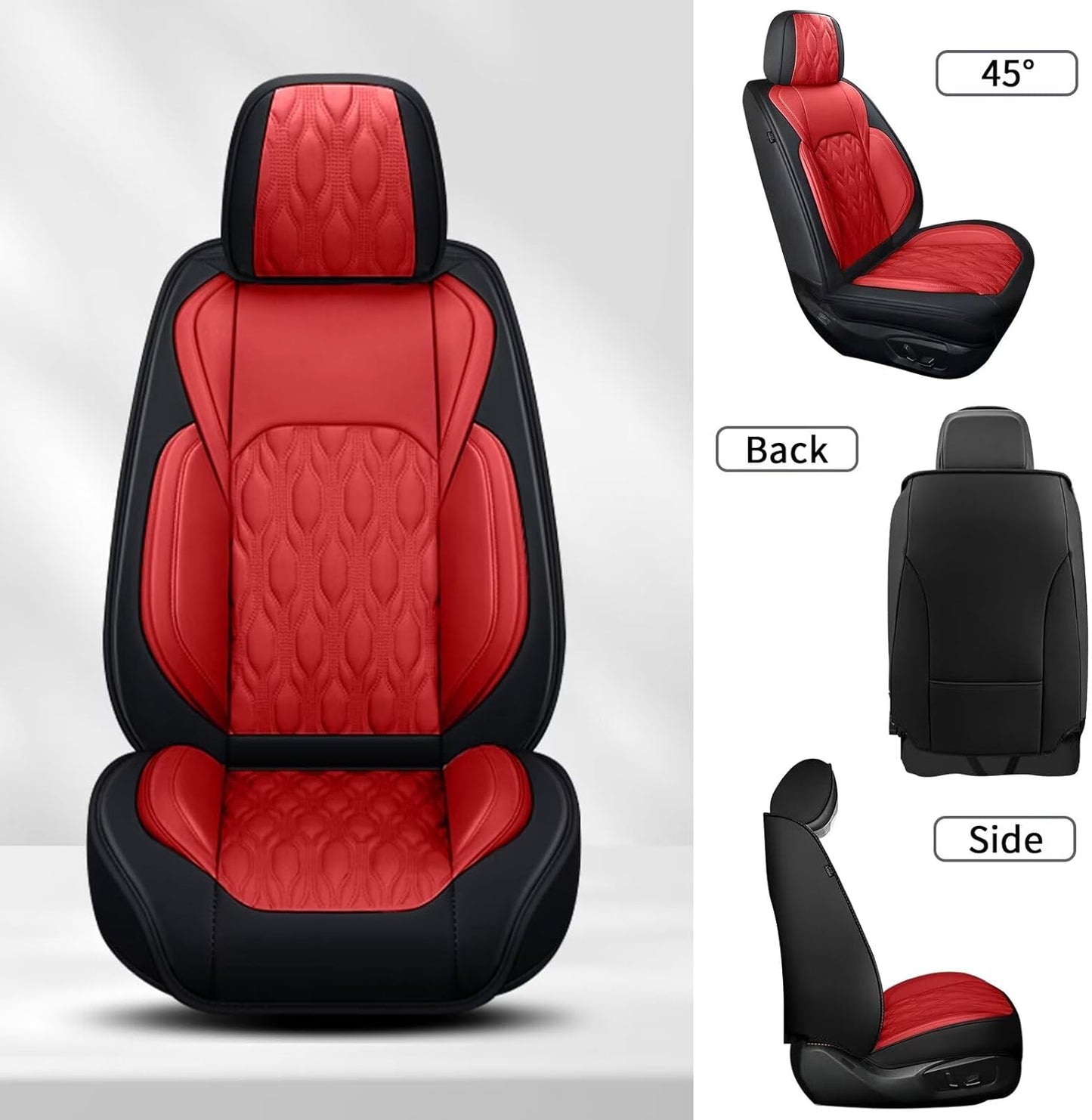 2 Front Car Seat Covers Fit for Toyota Camry 2012-2025 Faux Leather Automotive Seat Covers Waterproof Car Seat Protector with Airbag Compatible (2 Seats, Black&Red)