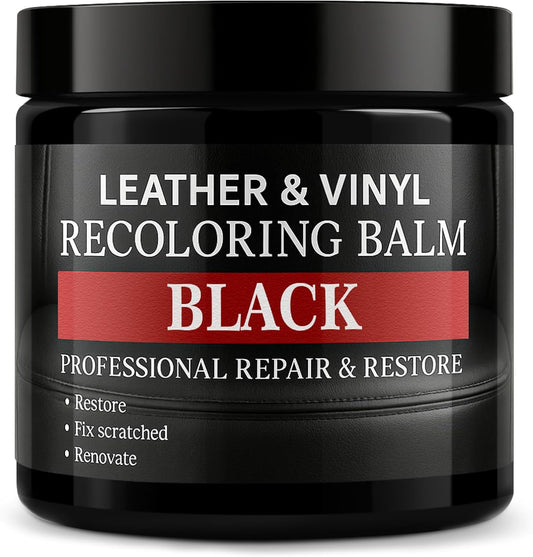 Leather Color Restorer, Leather Recoloring Balm, Scratch Remover, Leather Dye, Leather Paint, Leather Repair Kit for Furniture Couches Car Seats Shoes Bags, Black