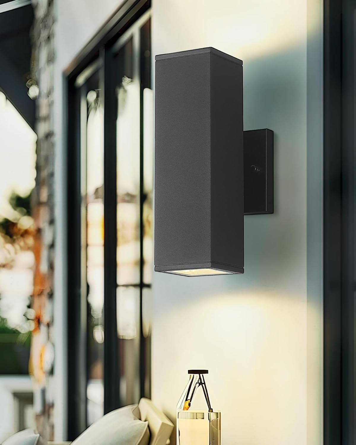 Ken & Ricky Outdoor Wall Lights, Modern Exterior Lighting Fixtures, Aluminum Front Porch Light, Black Outdoor Wall Sconce with Glass Cover, KR3324-W-2PK