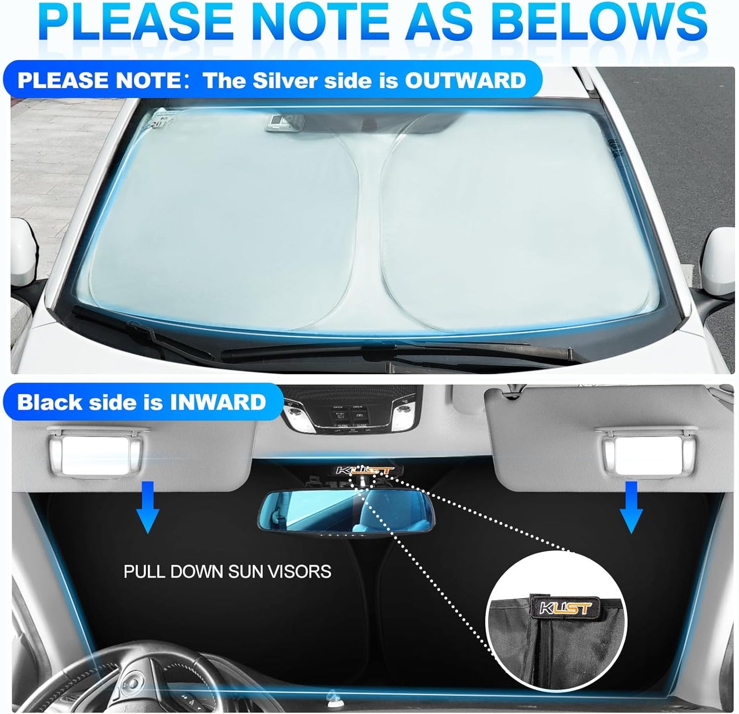 KUST Windshield Sun Shade for 2024 2025 2026 Chevrolet Silverado EV/Chevy Silverado EV/GMC Sierra EV Custom Fit Sunshade Window Sun Visor Protector Foldable Blocks UV Rays Keep Your Car Cooler