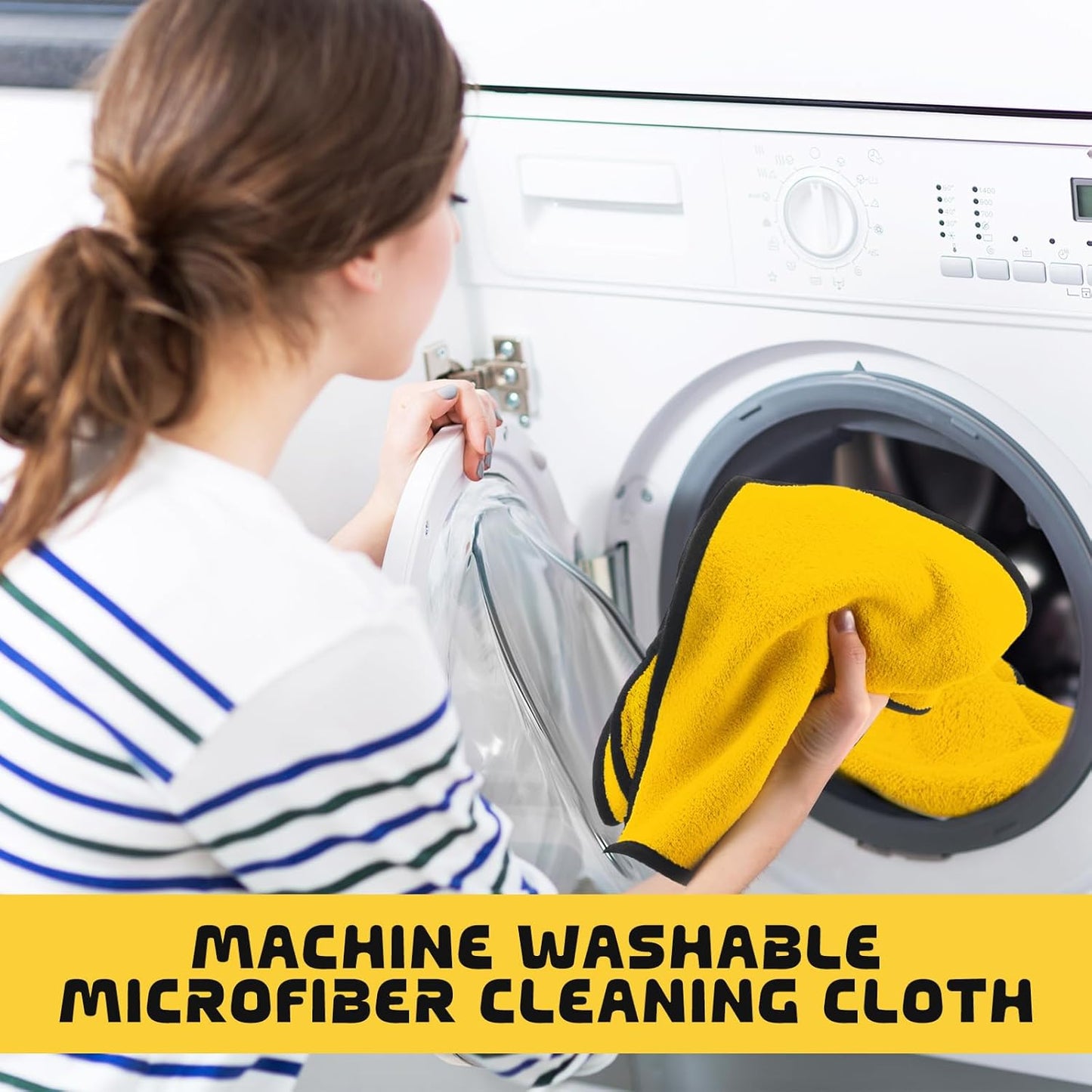 Tallew 24 Pcs Microfiber Towels 16 Inch x 16 Inch Microfiber Cloth Car Drying Towels for Cars Washing Polishing Office Windows Cleaning Household Supplies (Yellow)