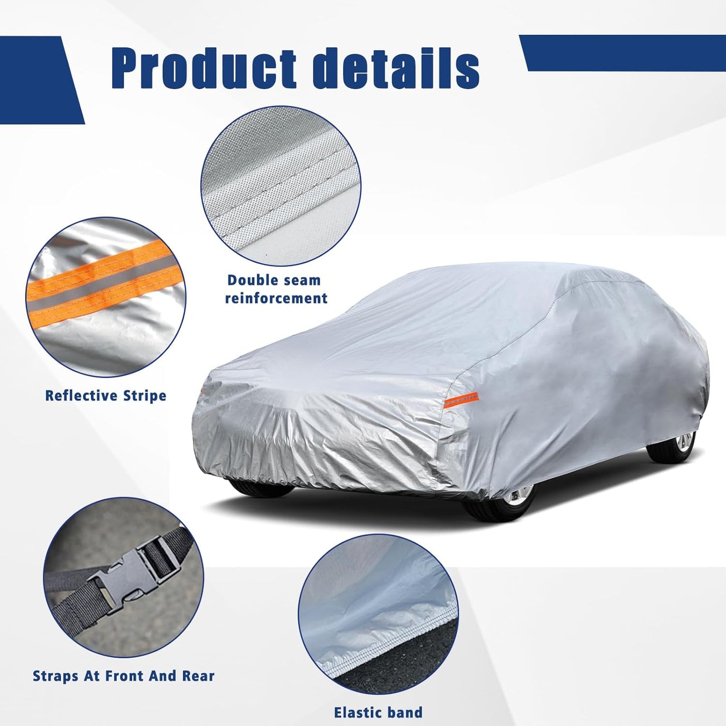 Kayme 6 Layers Car Cover Custom Fit for BMW 6 Series / 8 Series (2003-2025) Waterproof All Weather for Automobiles, Outdoor Full Cover Rain Sun UV Protection.Silver