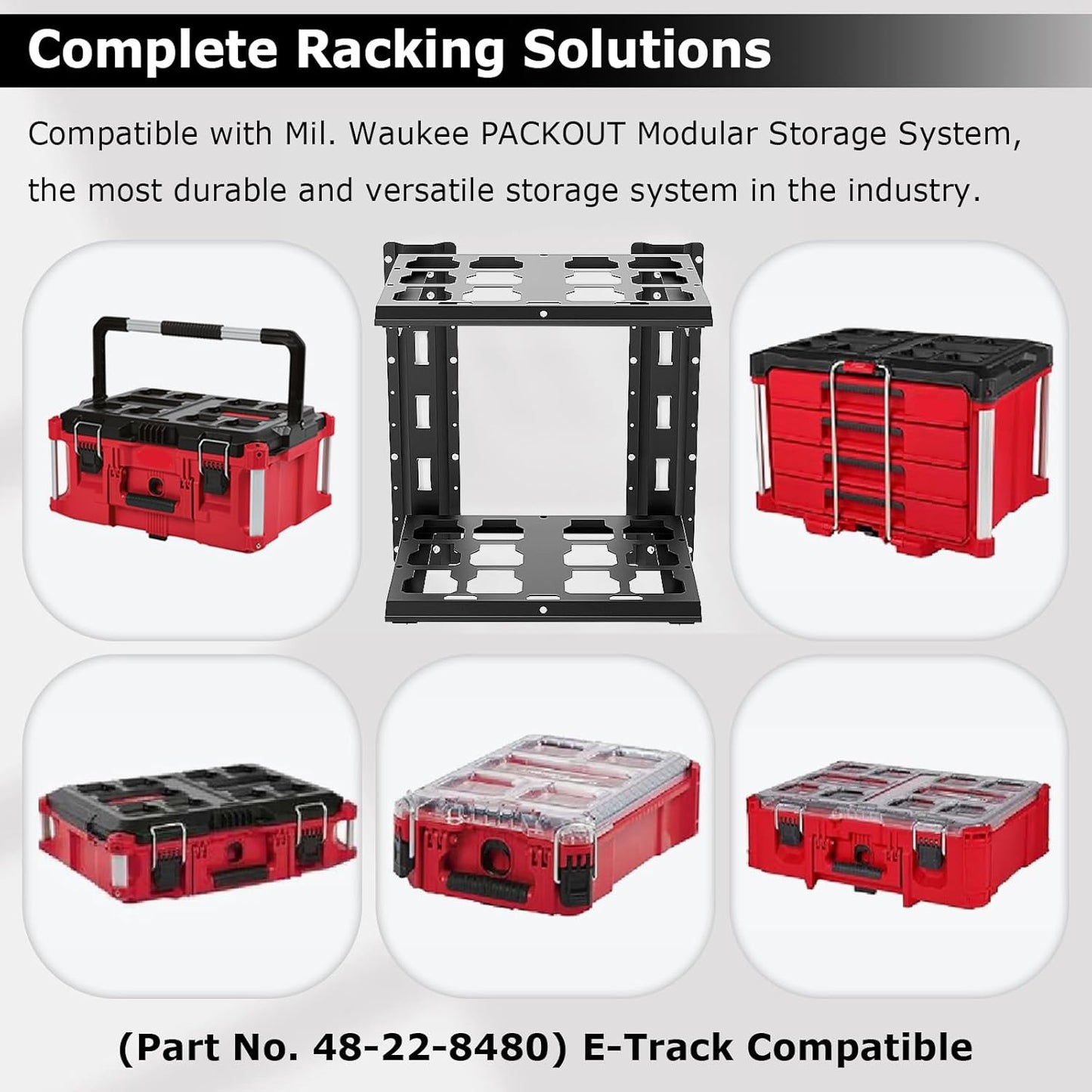 Upgraded Carbon Steel 2-Shelf Racking Kit, 48-22-8480 Compatible with Mil. Waukee Packout Shelf Wall Mount, 80 lbs Load Capacity, Extended 23-inch E-Track, 2-Shelf Compatible Mil. Waukee Packout