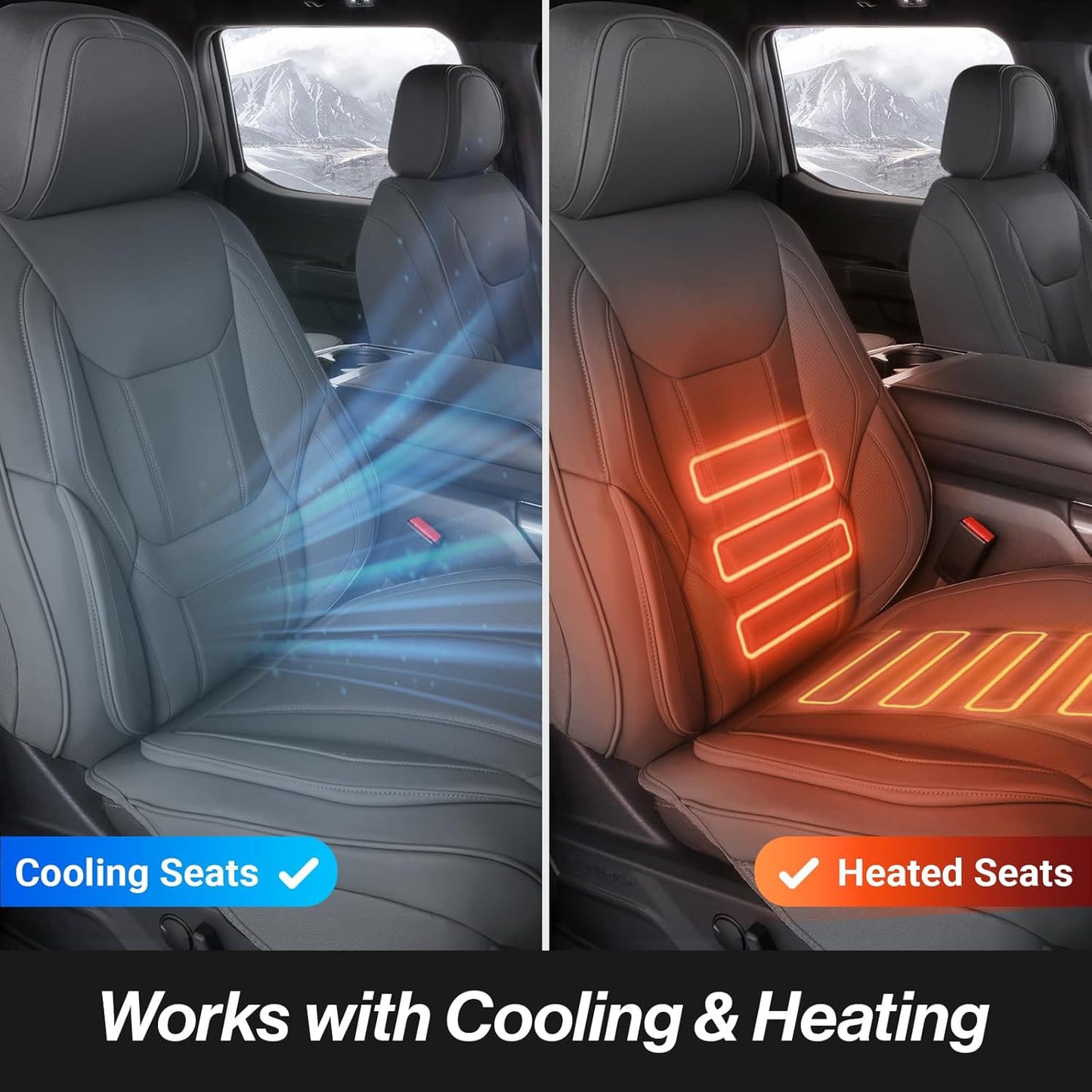 Coverland Custom Car Seat Covers Compatible with 2002-2010 Ram 1500 Quad Cab, Crew Cab - Premium Leather Non-Slip Waterproof Custom Interior Protector Full Set-Dark Gray [See Size Chart-Size X142]