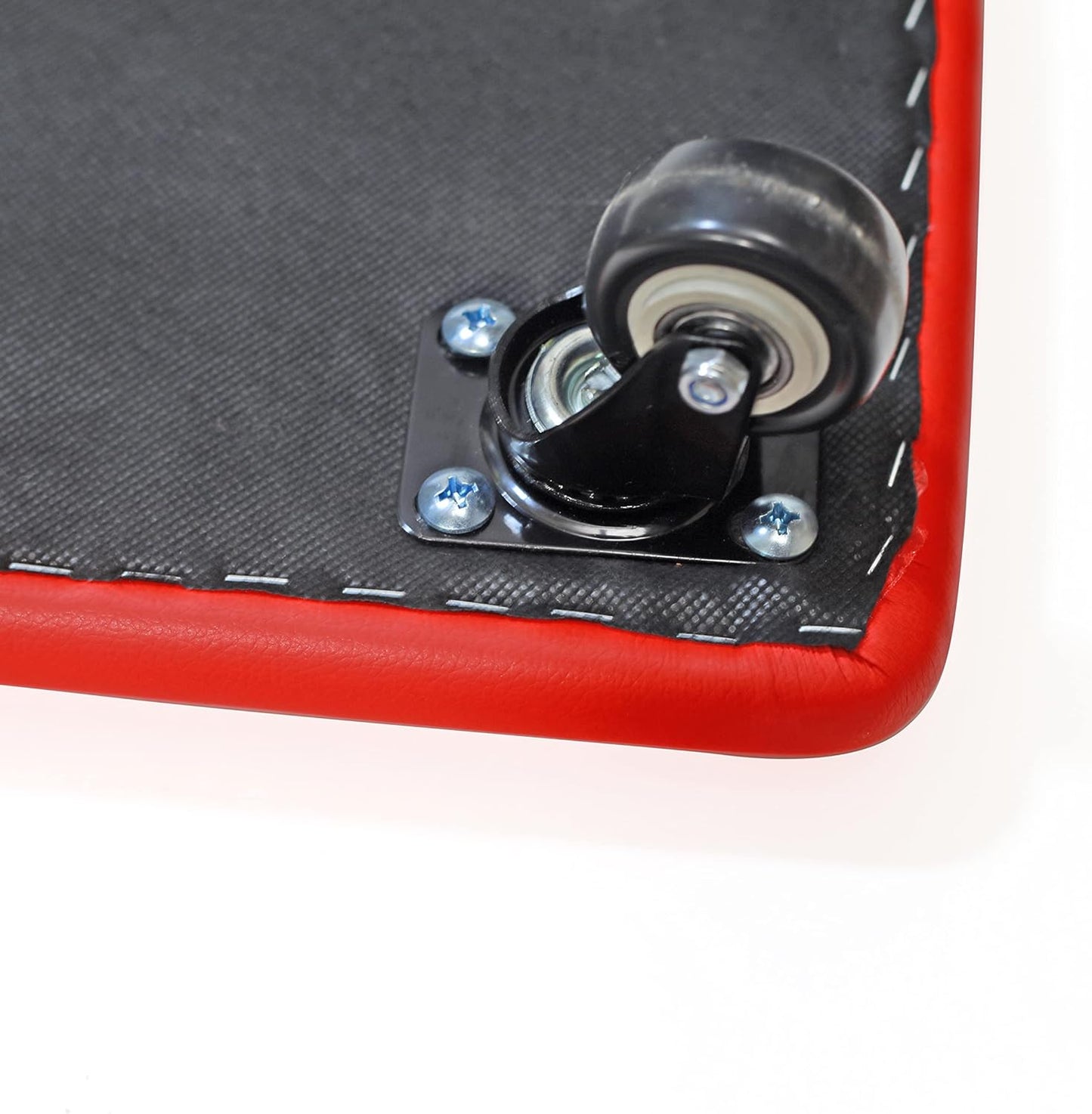 Roller Seat 360 Degree Rotating Low Stool with Wheel Chair PU Leather Universal Swivel Wheels Stool for Home Office Fitness and Garage (Rectangle Red)