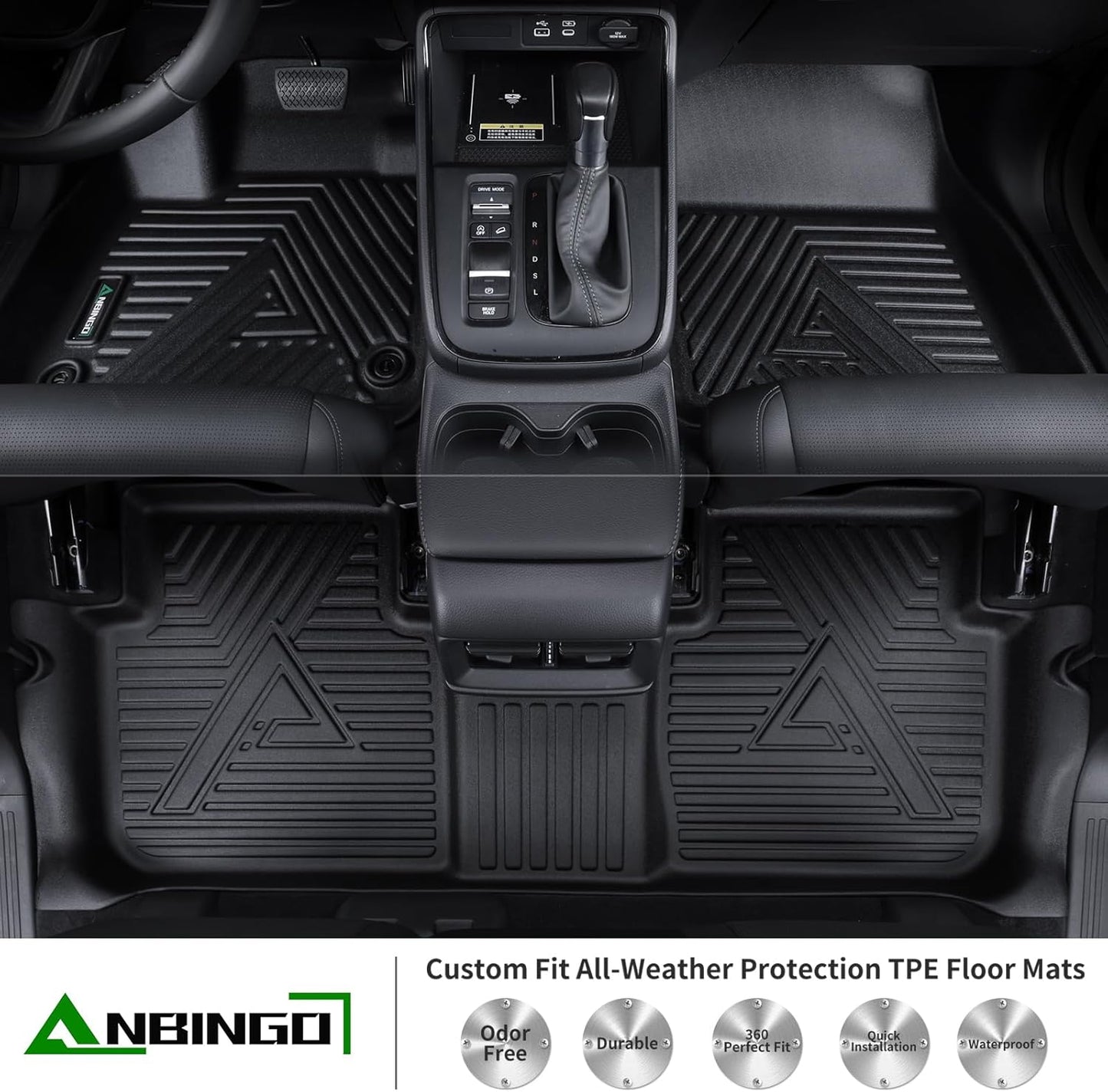 ANBINGO® Floor Mats Custom for 2023 2024 2025 2026 CR-V & CRV (Hybrid) Waterproof Car Mats All Weather Guard TPE Floor Liners Front& Rear Row Full Set Black - CRV Accessories