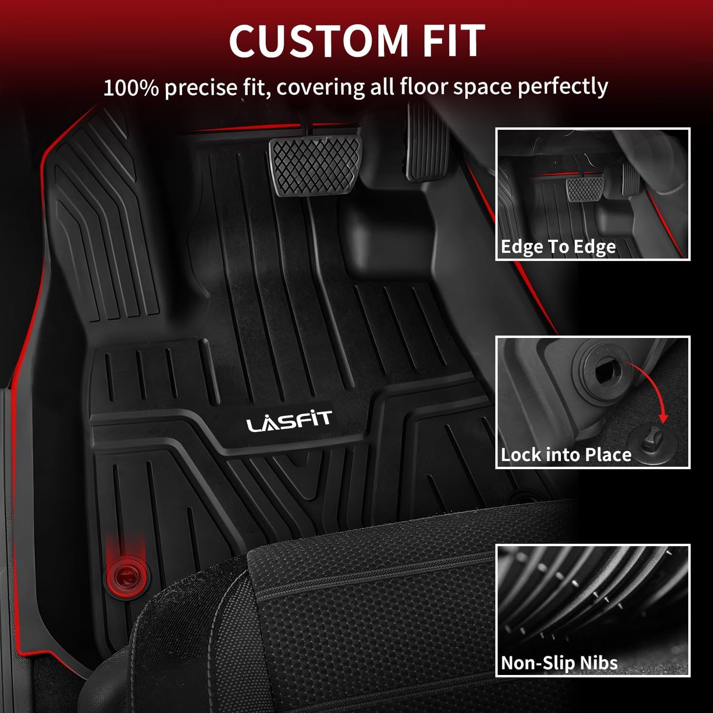 LASFIT Floor Mats for Honda CR-V 2023 2024 2025 2026 (Include CR-V FCEV & Hybrid Models) All Weather Protection TPE Car Liners, 1st & 2nd Row Black