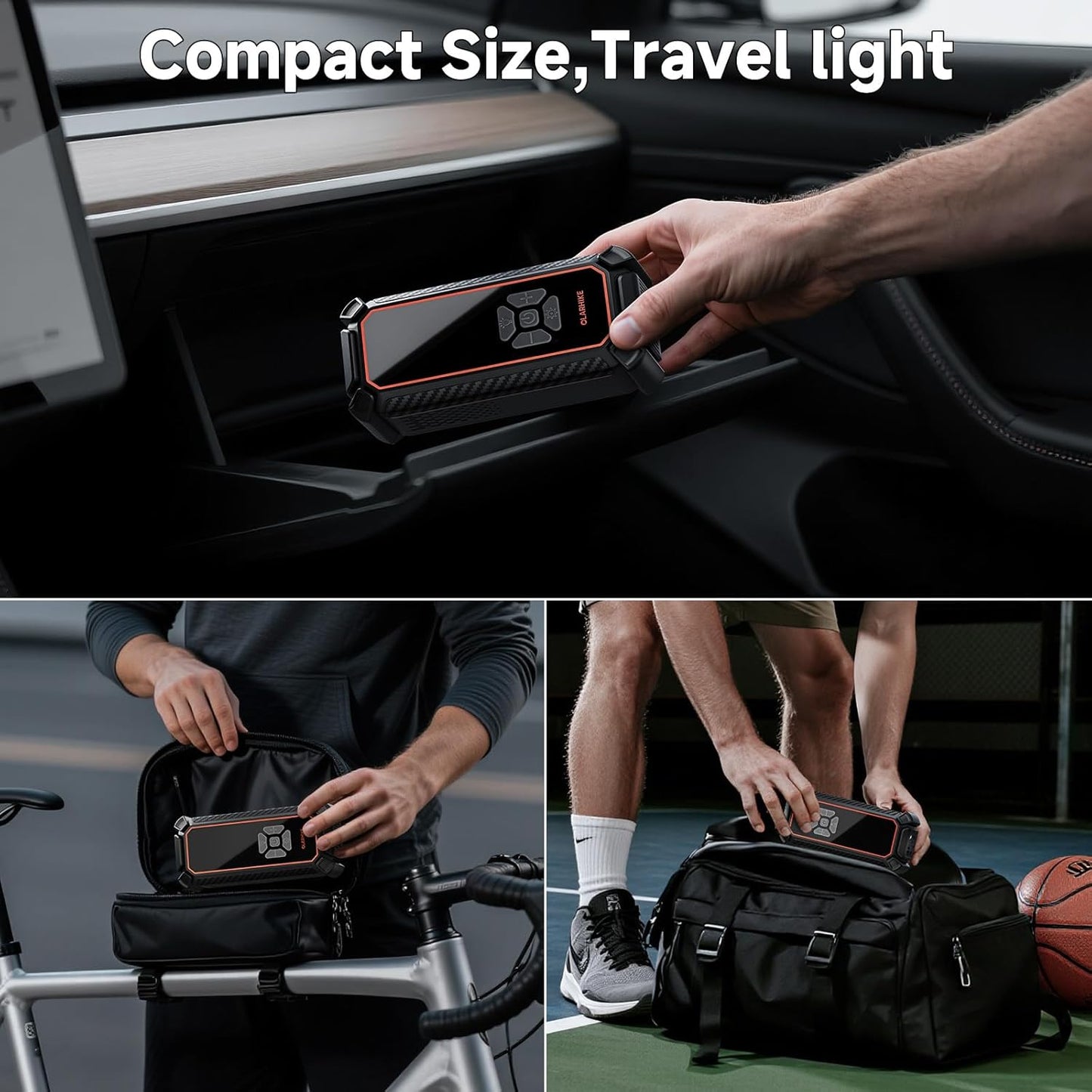 OlarHike Cordless Tire Inflator Portable Air Compressor, Air Pump for Car Tires, SUV, Pickup Truck, Bike, Motorcycle, Balls, Electric Pump with LED Light, Digital Pressure Gauge&Auto Shut-Off