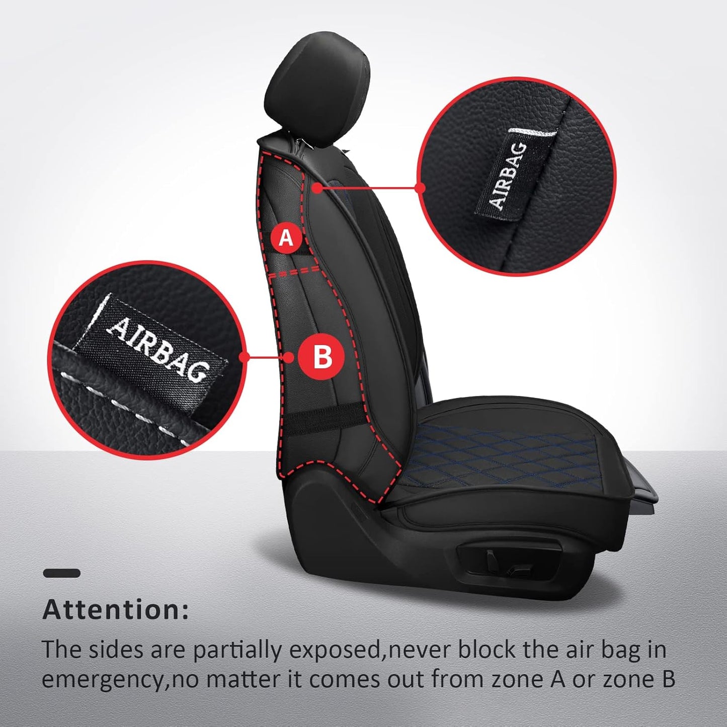 MIROZO Seat Covers for Ram, Waterproof Truck Seat Covers Compatible with 2009-2025 Dodge Ram 1500 2500 3500 Truck Pickup Crew Quad Cab with Split Bench 40/60(Black and Blue,Full Set Curved Back)