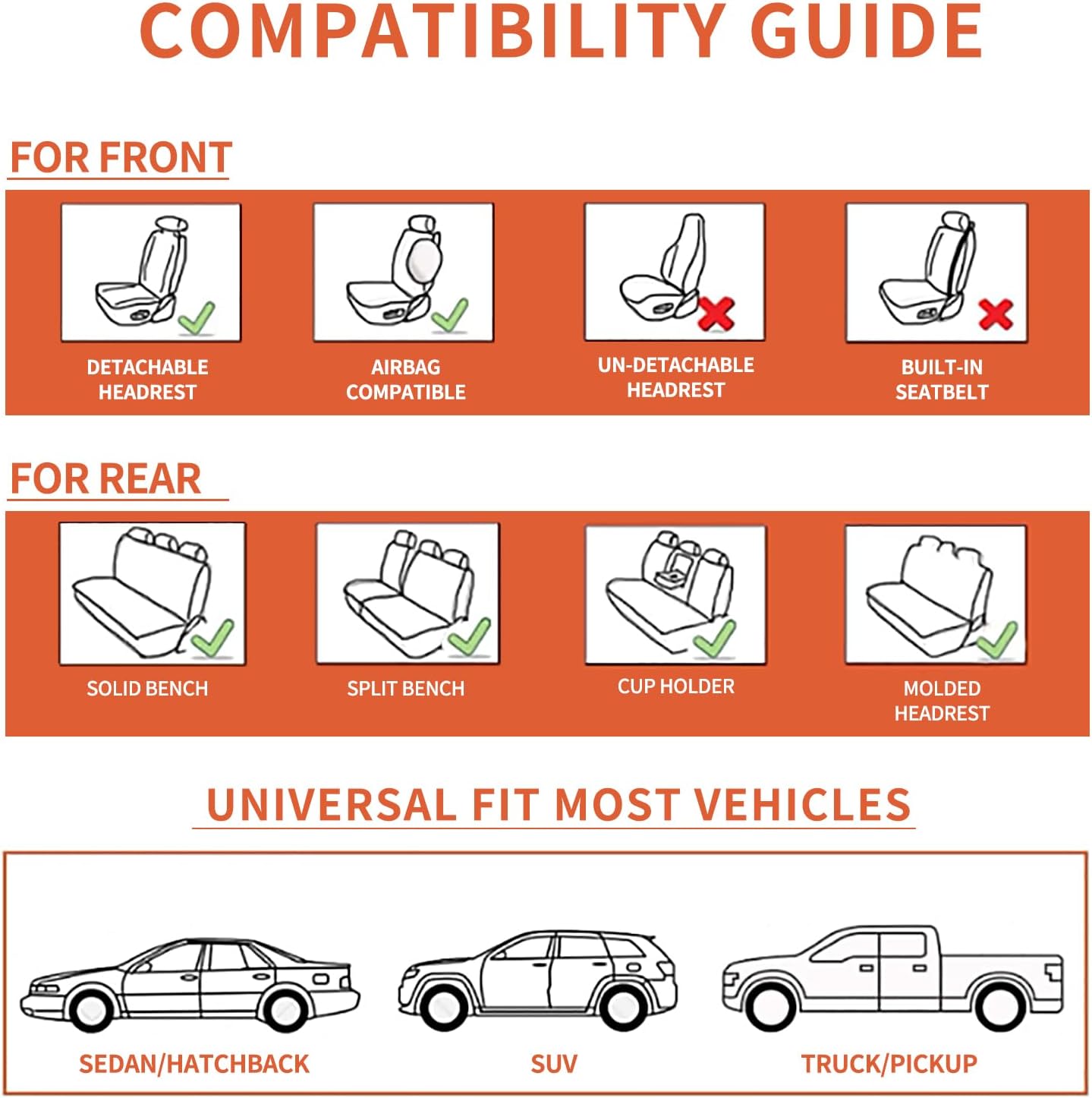 WELLDO Car Seat Covers Front Seats, Leather Seat Covers for Cars, Front Car Seat Protector Waterproof, Non-Slip Car Interior Covers Universal Automotive Seat Covers for Most Vehicle, Gray