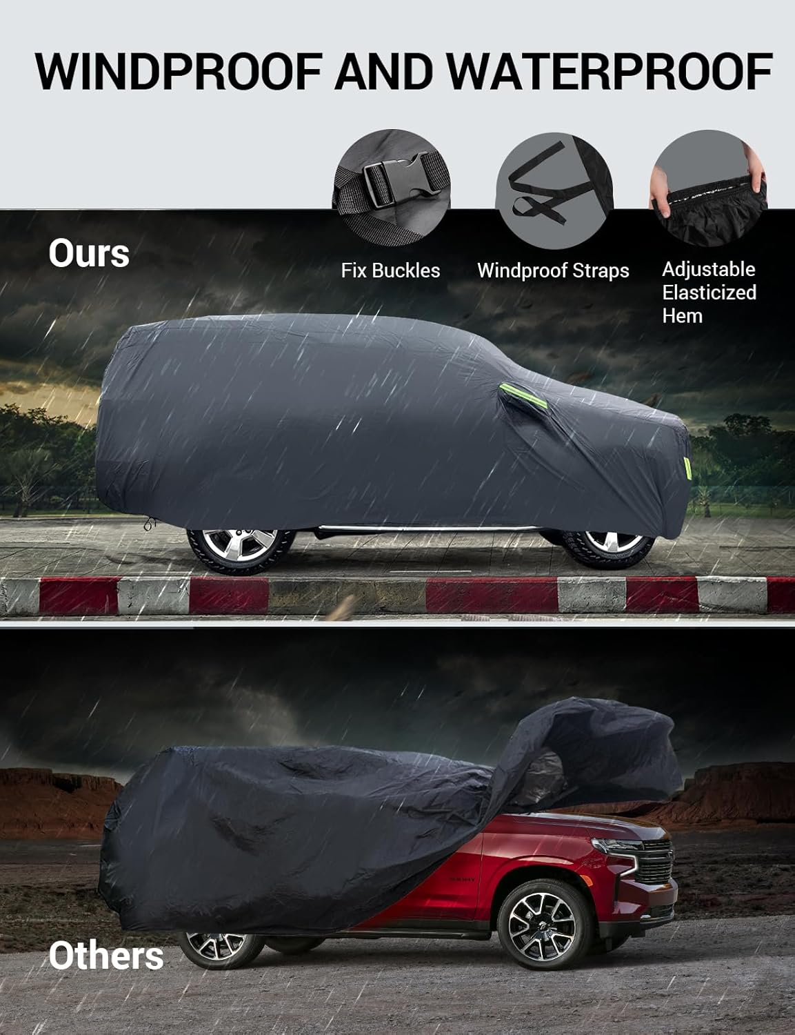 Proadsy 2025 Upgrade Car Cover Custom Fit for Kia EV6 2022-2025, Waterproof All Weather for Automobiles, Full Exterior Cover Rain Snow Sun Protector Indoor Outdoor Car Cover