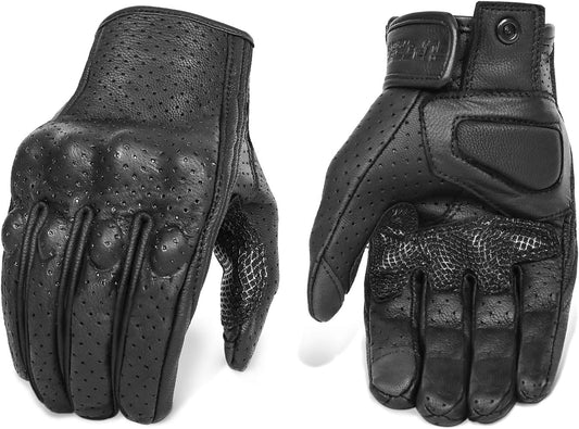 Superbike Updated Full Finger Anti-Slip Motorcycle Gloves Hard Knuckle Perforated Motorcycle Riding Gloves (Updated,Perforated, S)