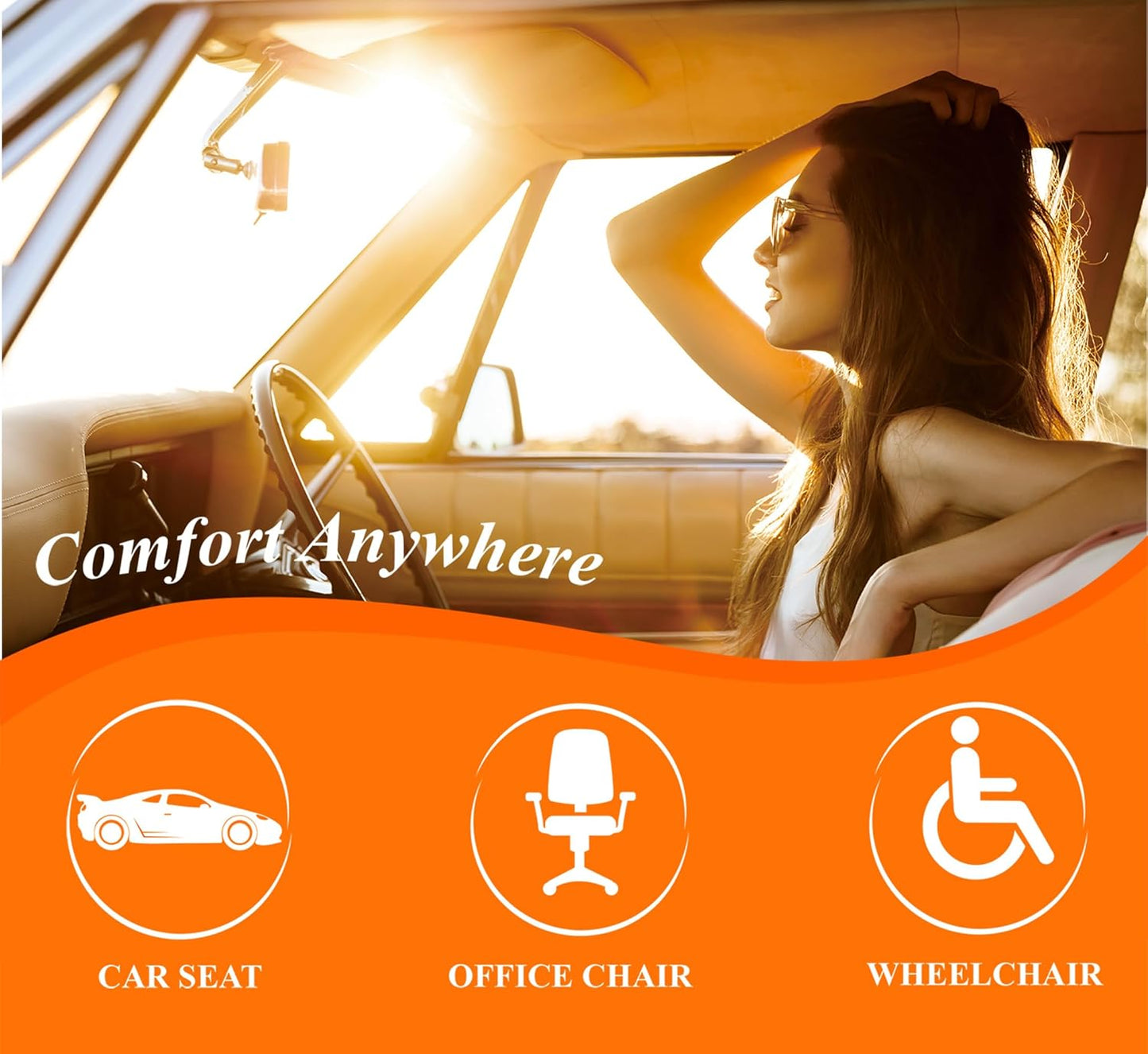 kingphenix Premium Car Seat Cushion, Memory Foam Driver Seat Cushion to Improve Driving View- Coccyx & Lower Back Pain Relief- Seat Cushion for Car, Truck, Office Chair (Dark Gray Mesh Cloth)