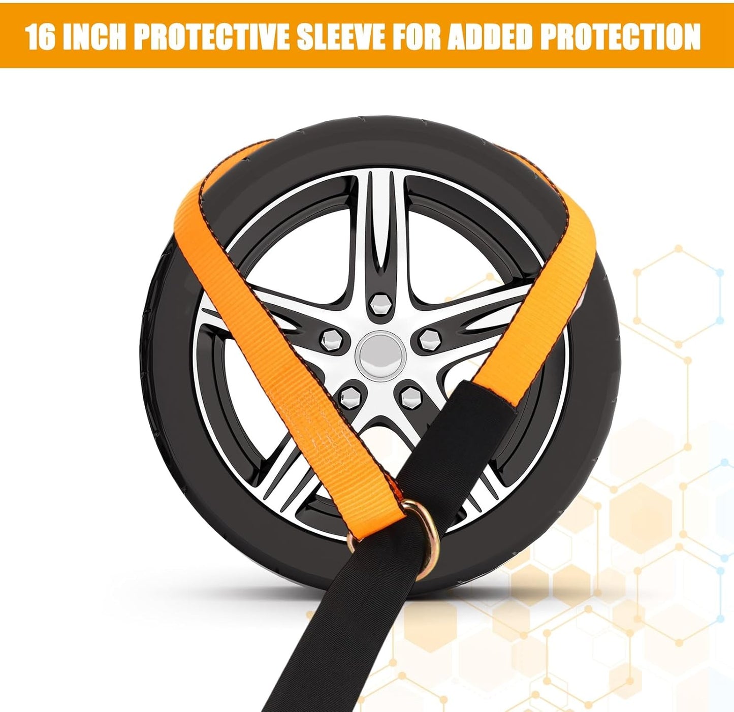 8 Pack 2'' X 8ft Tow Truck Straps Lasso Wheel Lift Straps Lasso Tow Strap with D Ring 11, 000 Lbs Break Strength Auto Tie Down Auto Hauler for Trailer Truck Tie