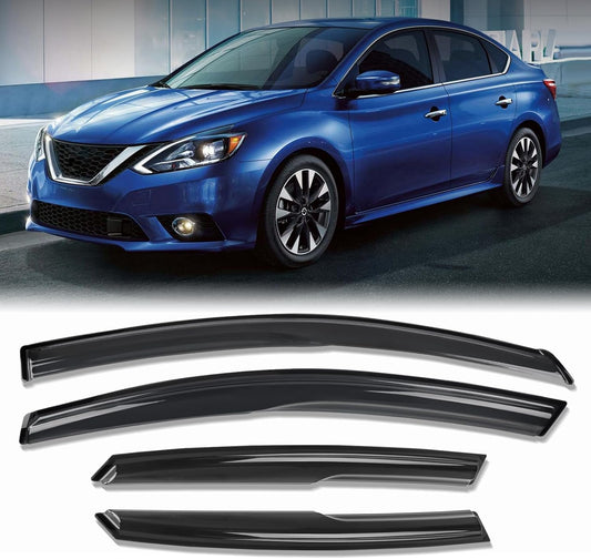 Rain Guards for Car Windows, Tape-On Window Visors Rain Guards Fit for 2013-2019 Nissan Sentra, Window Deflectors, Vent Visors for Nissan Car Accessories, 4 Pieces