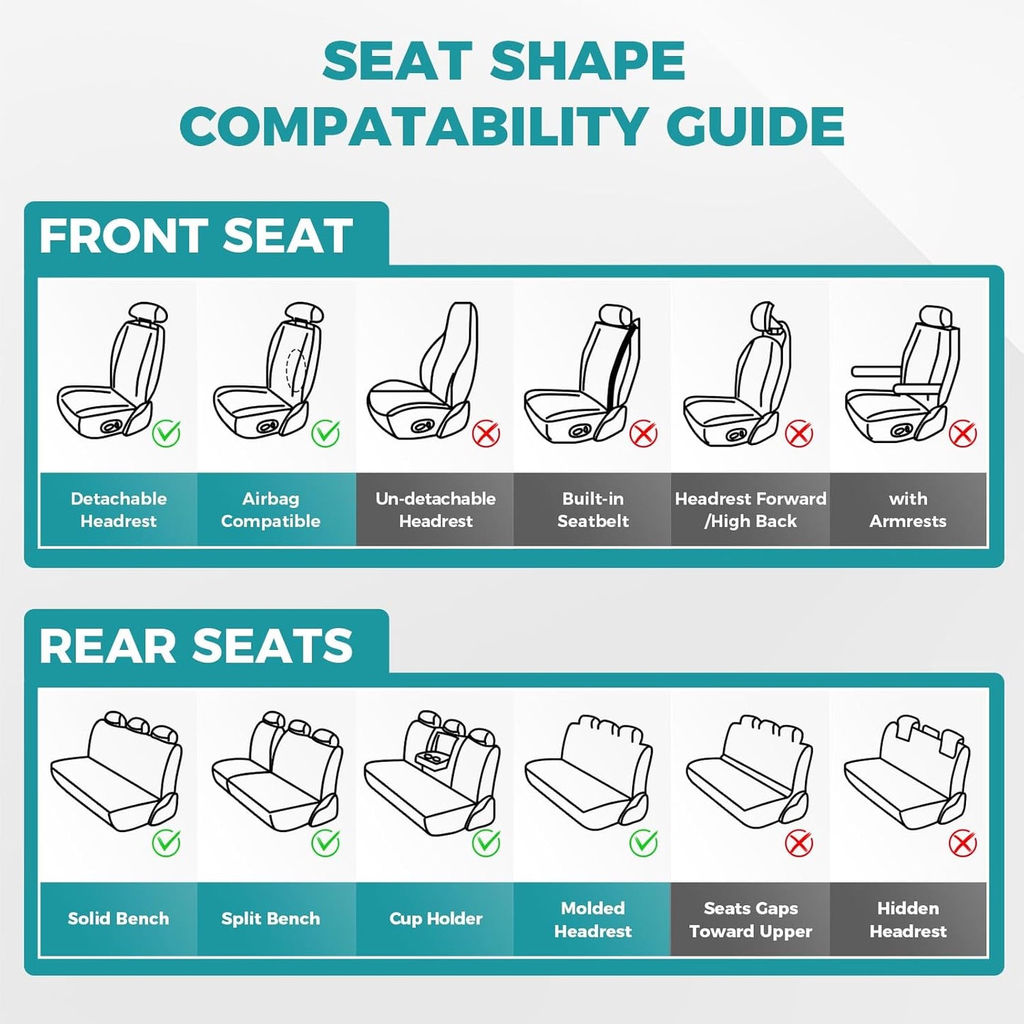 Car Seat Covers Full Set - Universal Seat Covers for Cars SUV Truck – Faux Leather Automotive Seat Covers, Breathable & Waterproof Front and Rear Seat Protectors, Fit for Most Cars-Beige