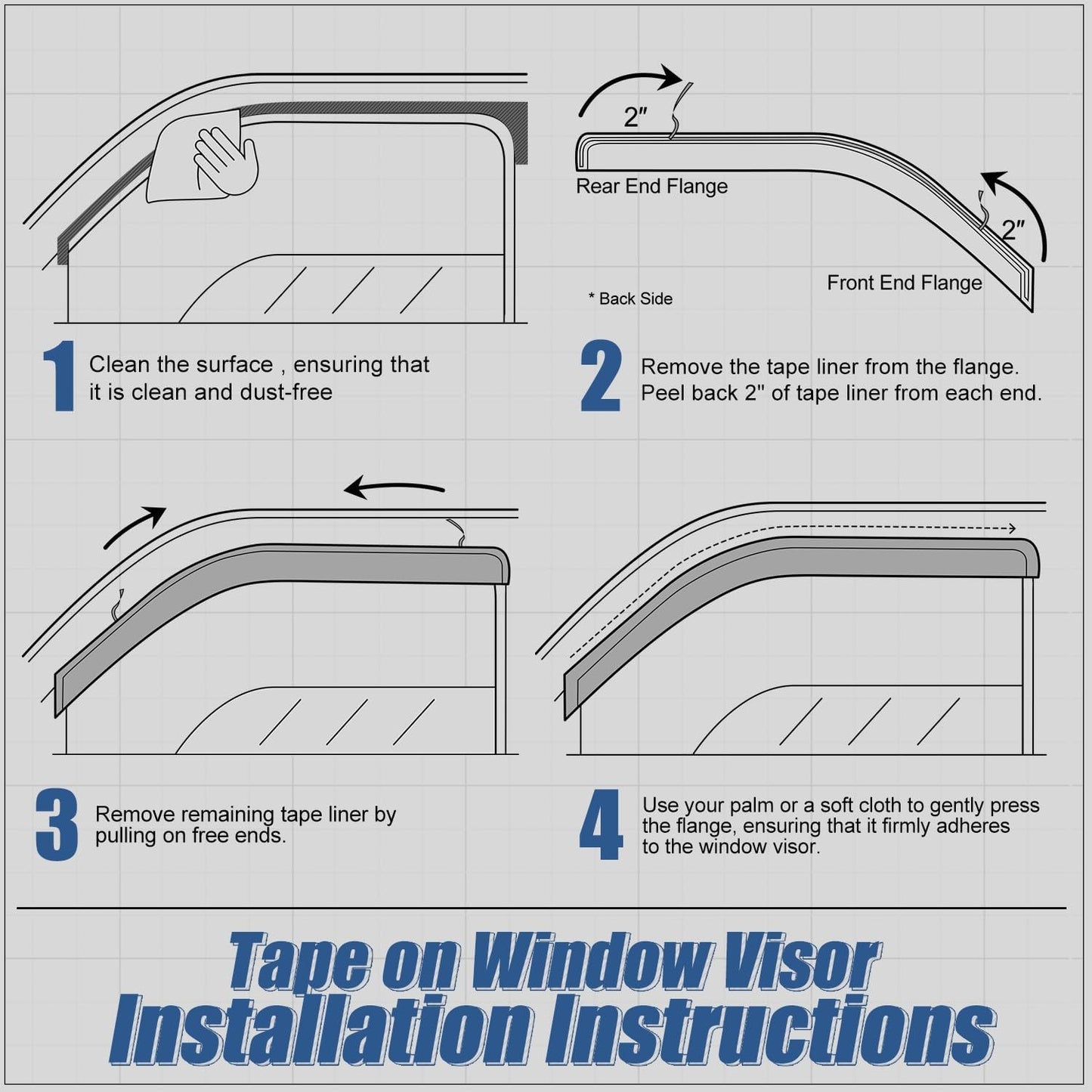 Auto Dynasty 4Pcs Carbon Fiber Pattern Window Visors Compatible with 2008-2013 Jeep Liberty, Tape-On Front & Rear Window Deflectors, Glossy Dark Smoke