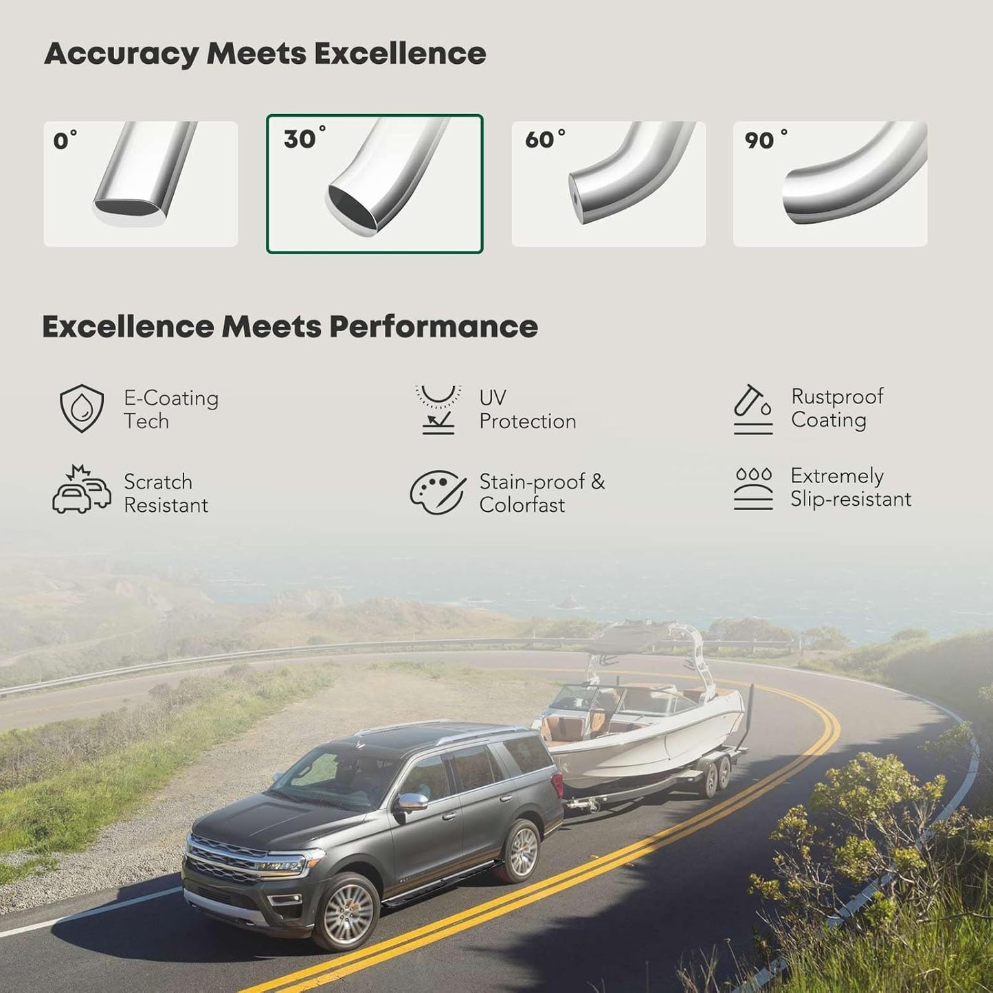 YHTAUTO 5 Inch Running Boards Side Step Bars Fit for 2019-2024 Chevy Silverado & GMC Sierra 1500/2500 HD/3500 HD - Crew Cab (6.5' Standard Bed Only), 304 Stainless Steel Oval Bent Truck Step Rails