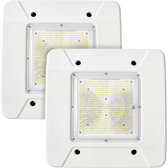 OSTEK 2 Pack LED Gas Station Canopy Light, 150W Carport Ceiling Light 5700K, Outdoor Rated (600W HID/HPS Equivalent), 90-277V IP65 DLC & UL Listed (150W-2 Pack)