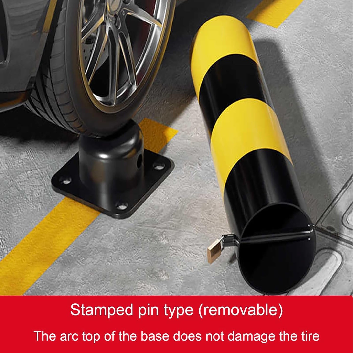 Steel Safety Bollard Post, with Lock Bollard Post Removable Security Posts, Parking Bollards, Parking Barriers Concrete, Powder Coat, for Parking Lot, Driveway and Sidewalk(Black (2pcs),50cm/19.7in)