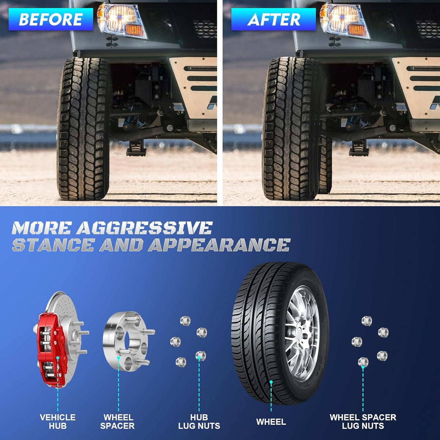 HHCSOP 4x4 Golf Cart Wheel Spacers 1.5 inch ATV Wheel Adapters for EZ GO EZGO Club Car, 4PCS 4x101.6mm Wheel Spacer Hub Bore 62mm with 1/2" Studs - Silver