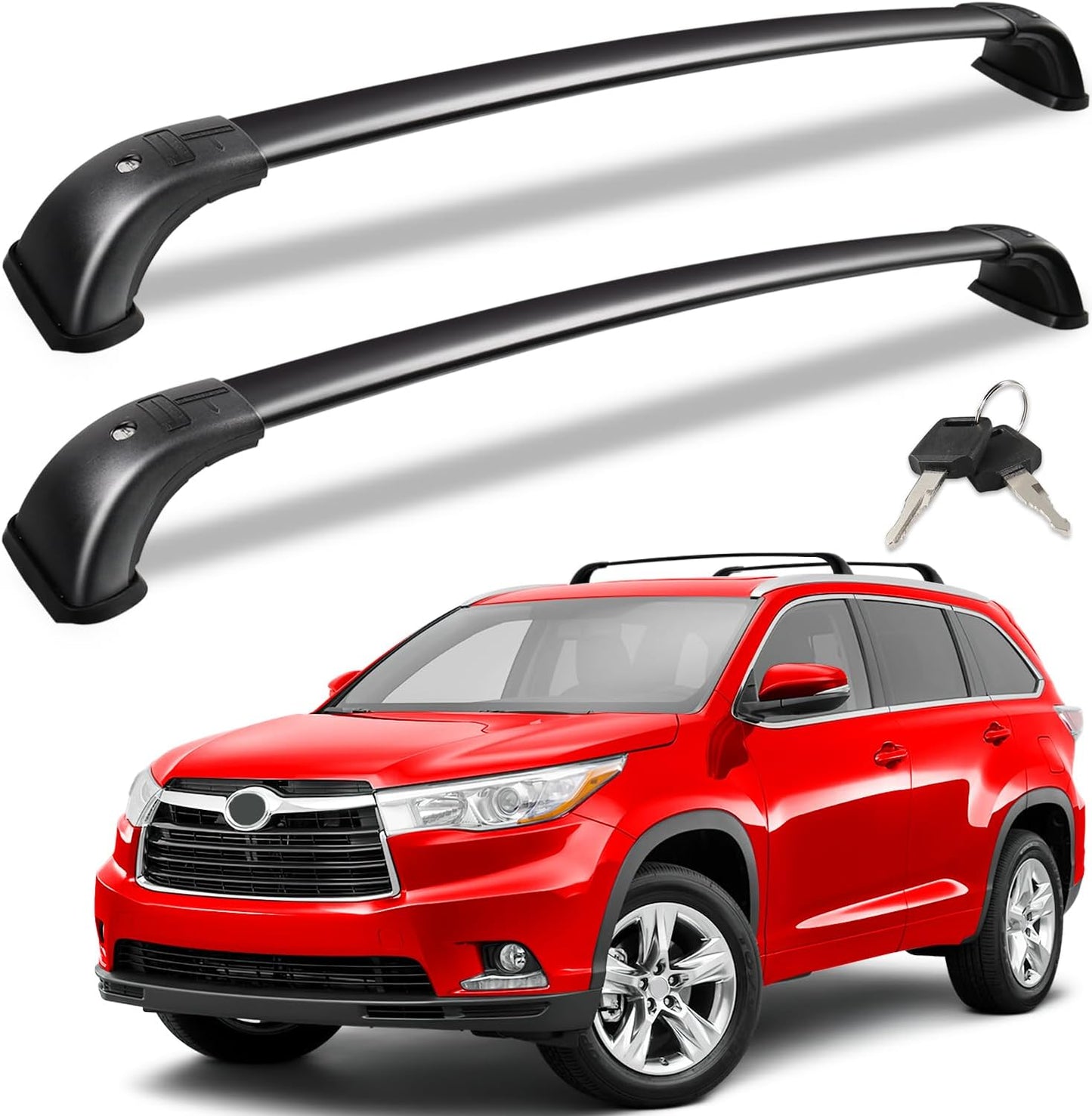 KINGGERI Lockable 220lbs Cross Bars Roof Racks Fit for Toyota Highlander 2014-2019 XLE Limited & SE LE & LE Plus, Aluminum Heavy Duty Roof Rails Crossbars Anti-Theft Metal Black Matte Luggage Kayak