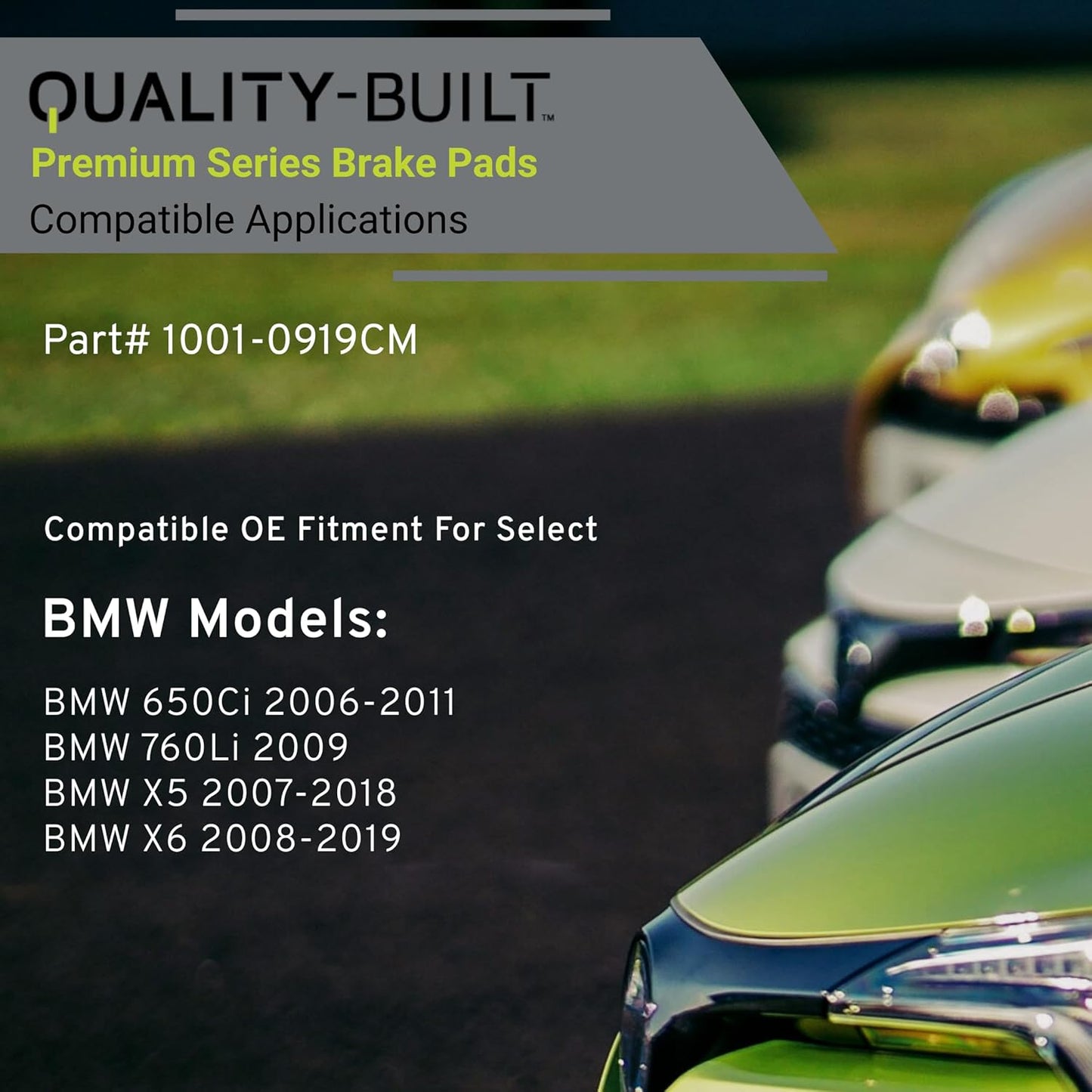 Premium Semi-Metallic Rear Brake Pads (1001-0919CM) Replacement for BMW 650Ci 2011-2006, 760Li 2009, X5 2010-2007, X5 2018-2012, X6 2019-2008