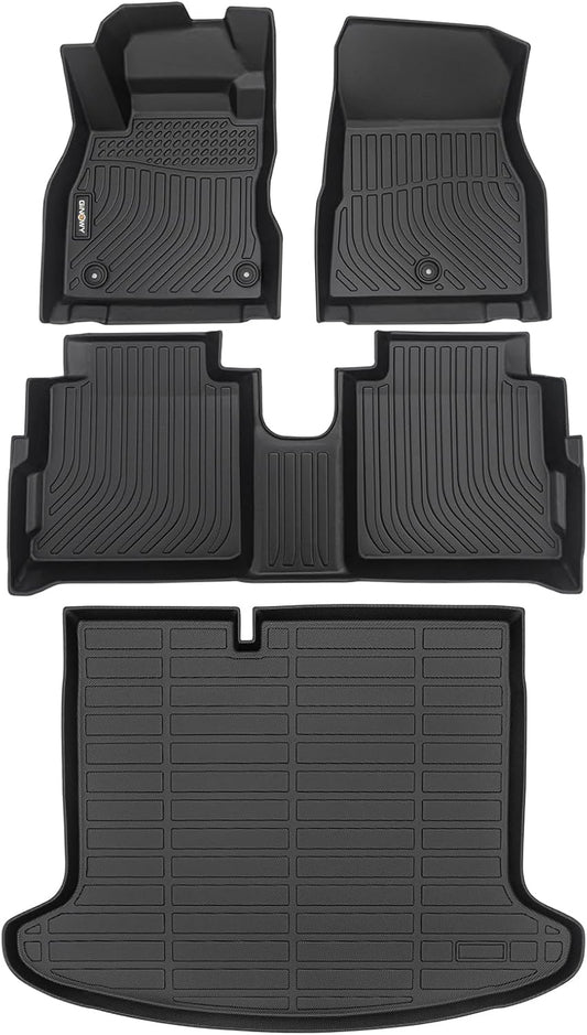 GINOWY-Floor Mats & Cargo Liner for Nissan Kicks 2018-2024, TPE All Weather 2024 Kicks Car Floor Mats, Non-Slip Trunk Mat Kicks Floor Liners Accessories Black