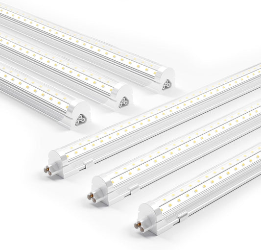 Ensenior 6 Pack 8 FT Led Shop Lights, 6000K Clear White, 10000LM Super Bright, 72W Equivalency 936W, Commercial Bay Lighting, U-Shaped Linkable Shop Lights Plug in for Garage, Workshop, FCC Certified