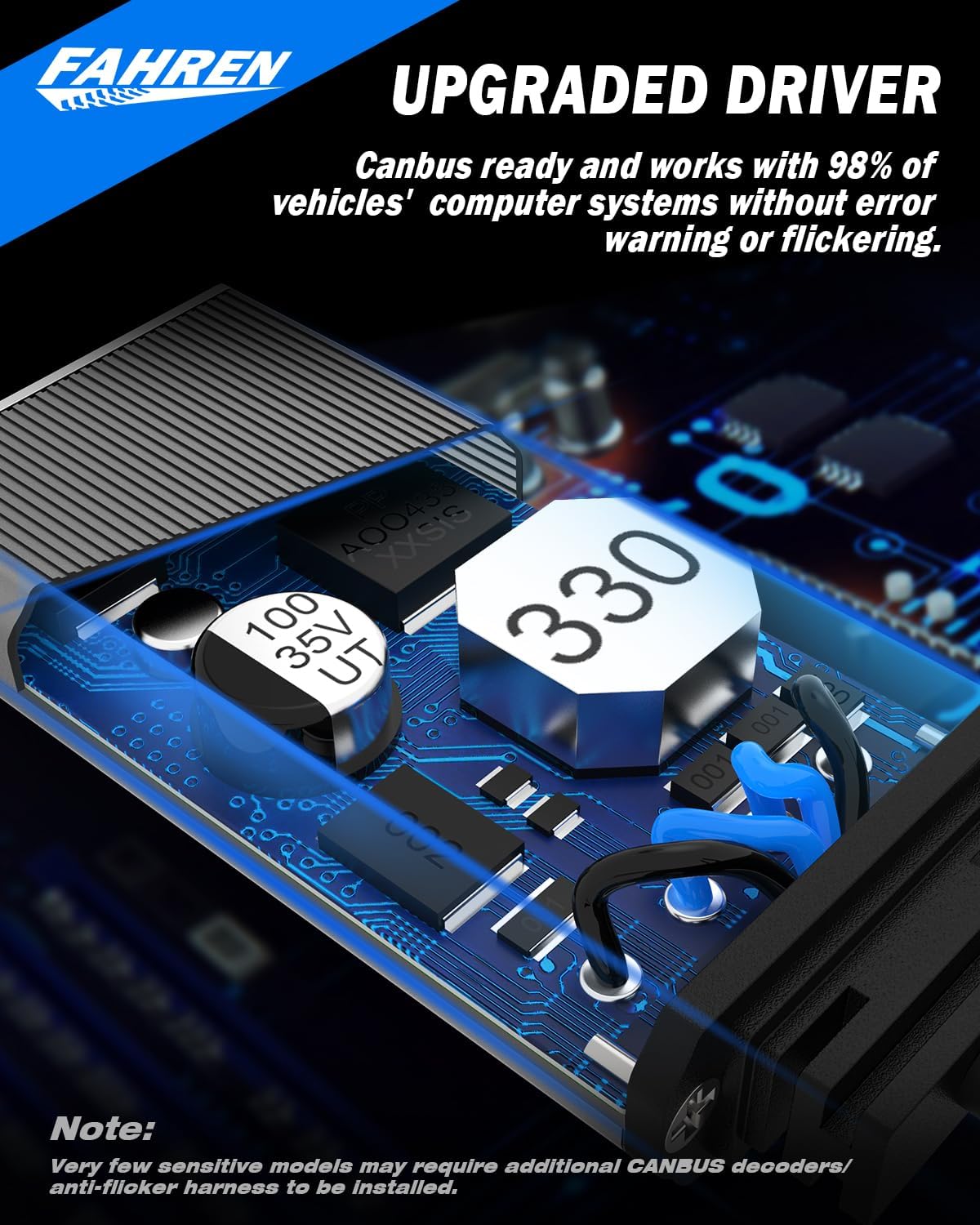 FAHREN H11/H9/H8 Light Bulb, 46000LM Super Brighter, 6500K Cool White H11 Off Road Light or Fog Light Bulbs, CANbus Ready, Pack of 2