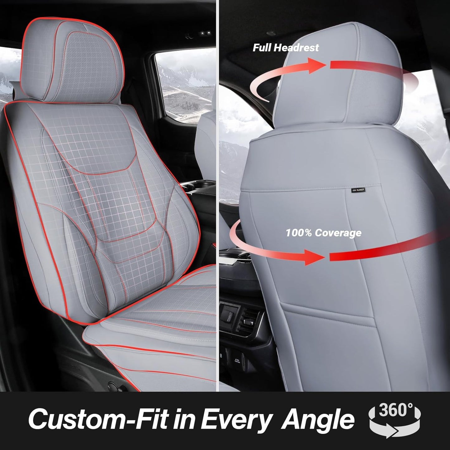 Coverland Custom Car Seat Covers Compatible with 2001-2014 Silverado 2500HD Extended Cab - Premium Leather Non-Slip Waterproof Custom Interior Protector Full Set-Gray [See Size Chart-Size X140]