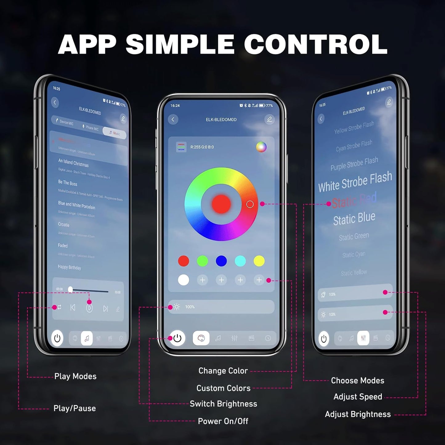 Nilight RGB LED Rock Lights Kit 6 PCS 18LED Wide Angle Wheel Well Light with Remote & Bluetooth App Dual Control Multi Modes Underglow Multicolor Neon Pod for ATV UTV SUV Offroad Truck RZR Boat