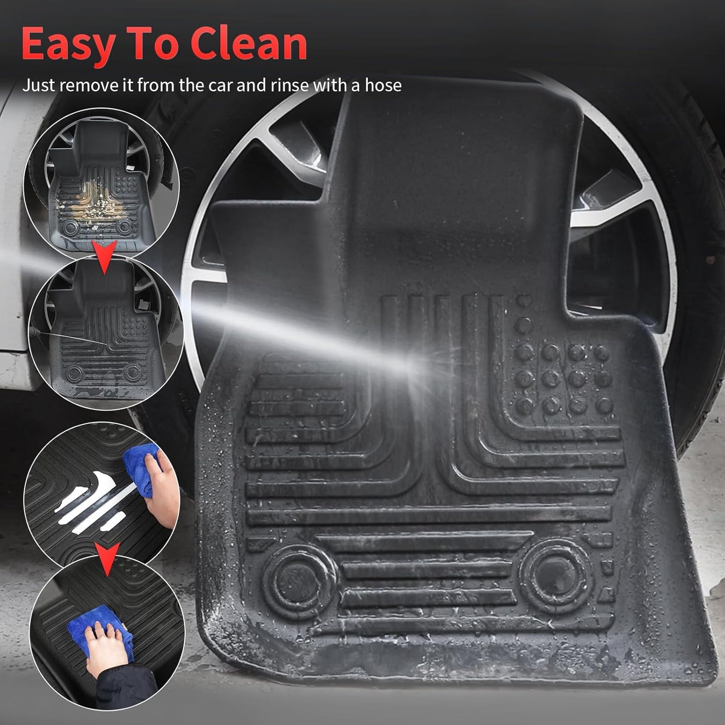 Wayhigh-All Weather Floor Mats Fit for 2020-2025 Ford Explorer 6 Seats TPE Car Mats Waterproof Heavy Duty Rubber Floor Liners for Explorer Accessories Custom Fit Black Liners