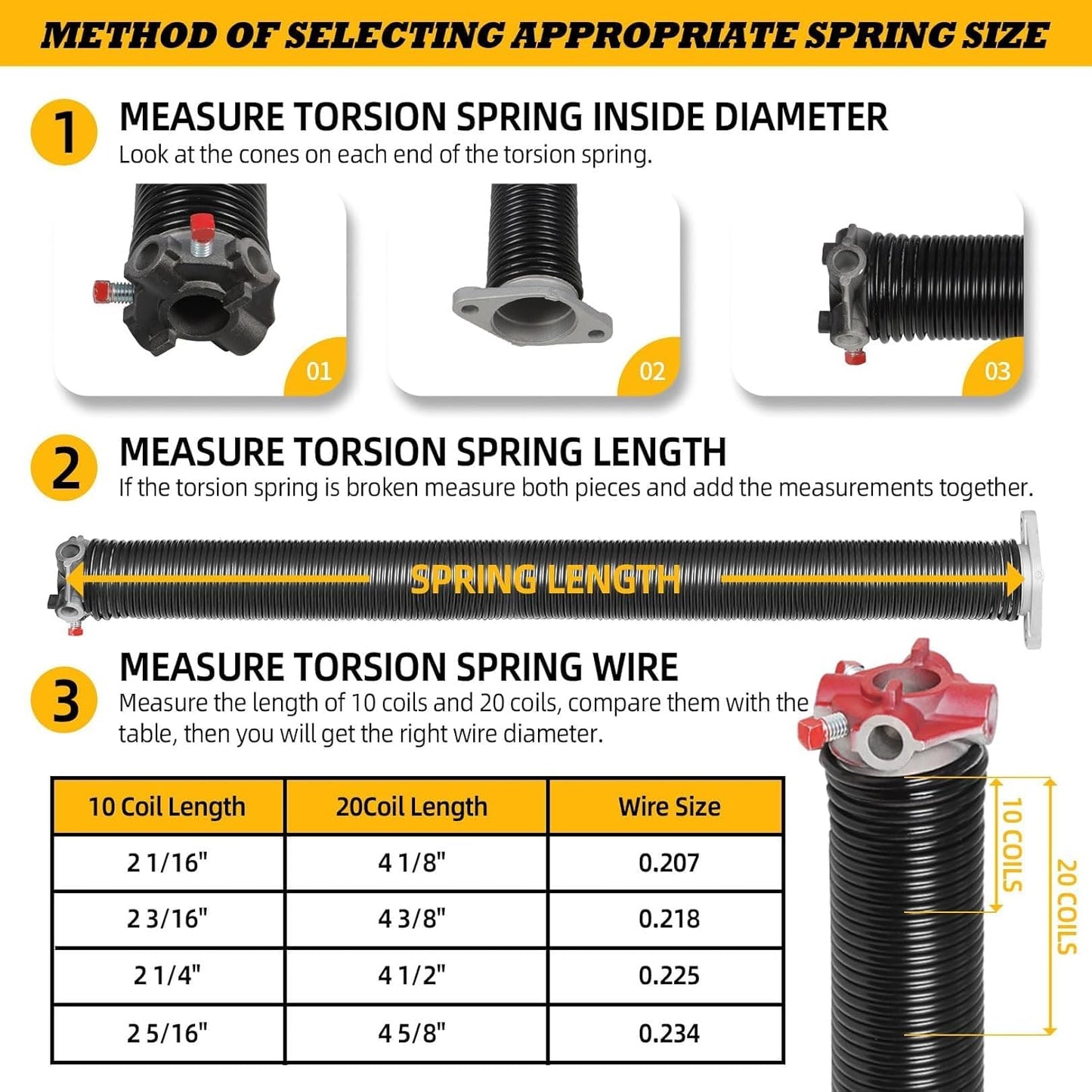 Pair of 2"Garage Door Torsion Springs Set with Non-Slip Winding Bars, Electrophoretic Coated (0.225X2"X30")