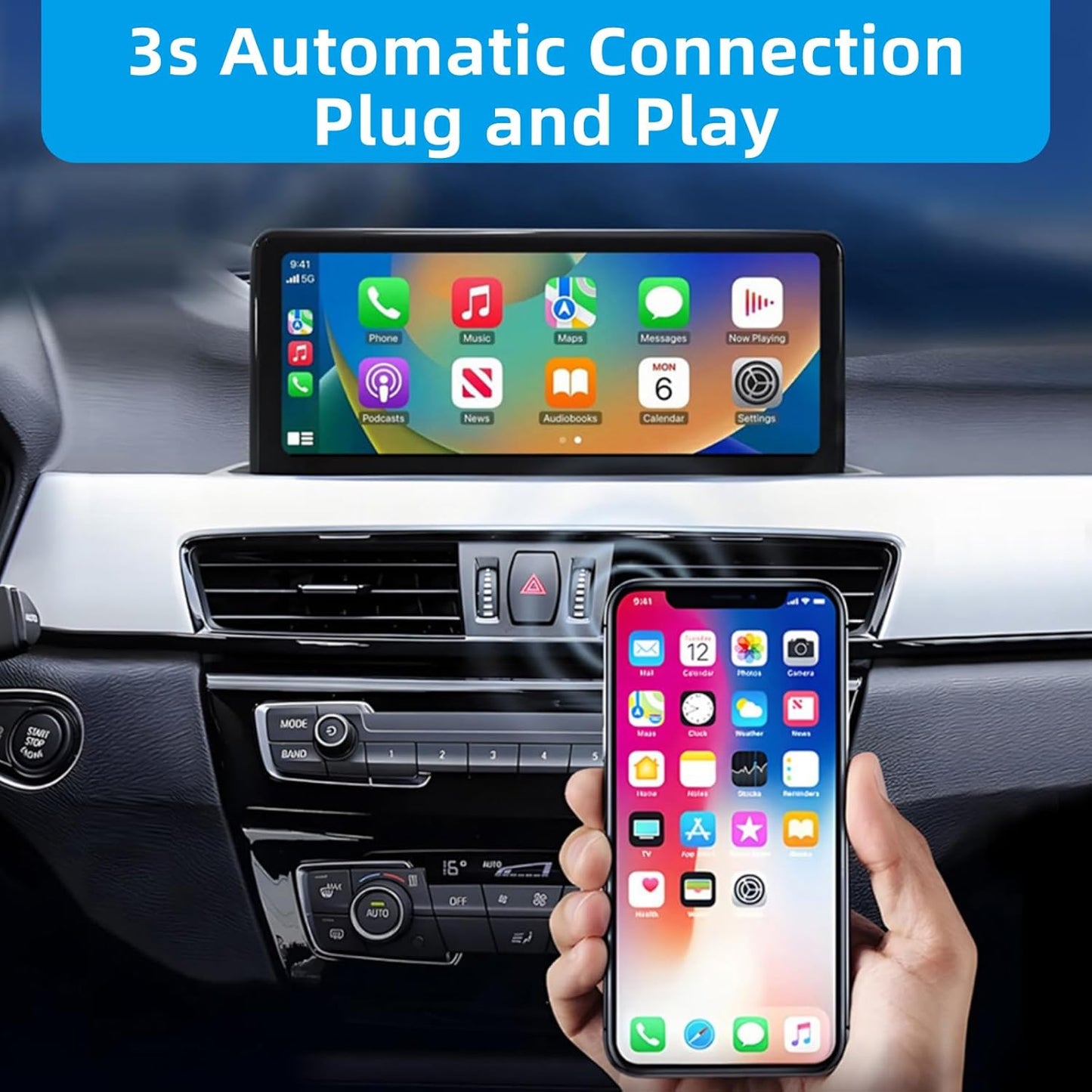 Wireless CarPlay Adapter for Apple, Android Auto Car Adapter 2025, 2in1 Mini for iPhone,Wired to Wireless,Plug and Play Setup,USB/Type-C Port Seamless Car Connectivity,Support iOS 12+ and Android 11+