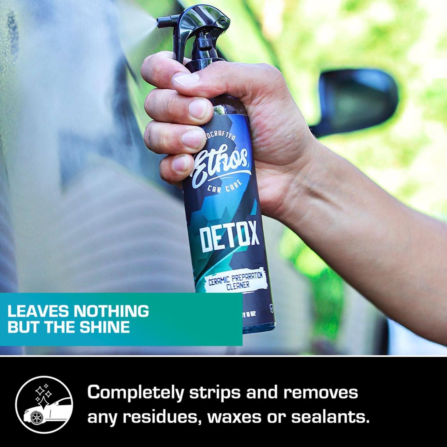 Ethos Detox - Ceramic Coating Prep Spray, Panel Wipe, Glass Cleaner - Prep Ceramic Coating, Wax, or Sealant - Multi-Purpose Formula - Leaves Nothing But the Shine