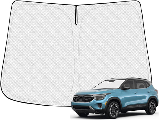 Windshield Sun Shade for 2021-2025 2026 Kia Seltos Accessories Thicken 6-Layer Front Window Sunshade Cover Sun Visor Protector Foldable Block UV Rays Keep Vehicle Cool